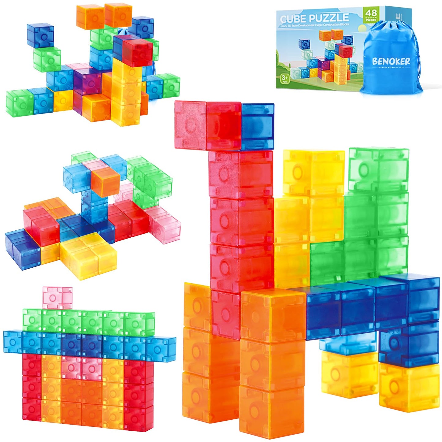 102PCS Ice Castle Magnetic Tiles, 3D Building Blocks STEM Educational Kids Toys for Pretend Play, 3 4 5 6 7 8 Year Old Birthday Gifts for Boys and Girls, Preschool Learning Toys for Birthday