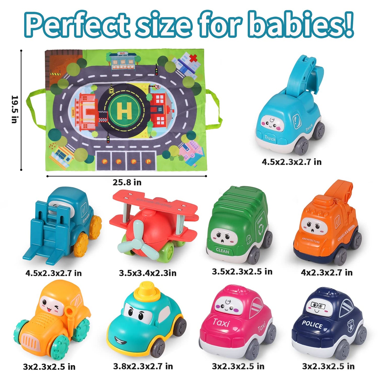 Baby Cranes Car Toys with Playmat