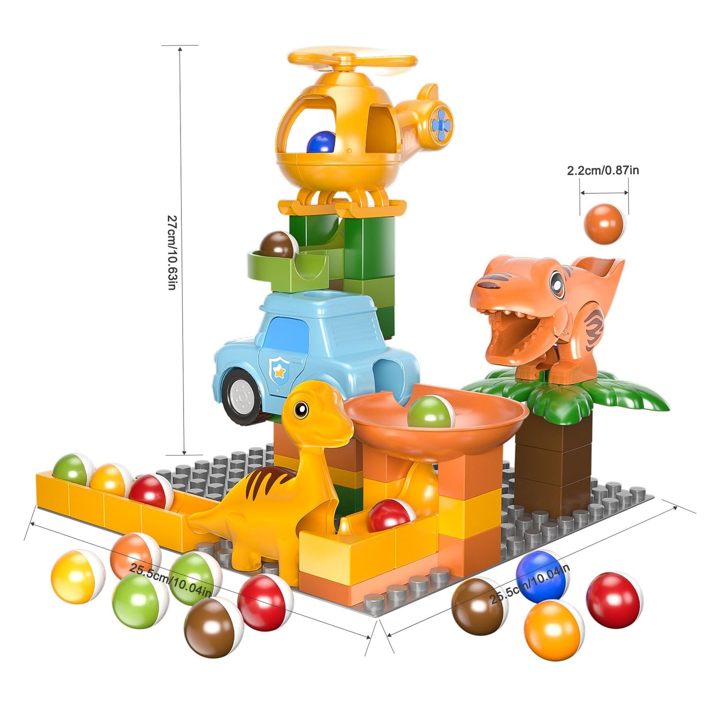 Marble Runs for Kids 4-8,Marble Run for Kids Ages 3-5 with Dinosaur Building Blocks,Dinosaur Toys,STEM Building Toys with 4 Marble Track Compatible with Major Brands