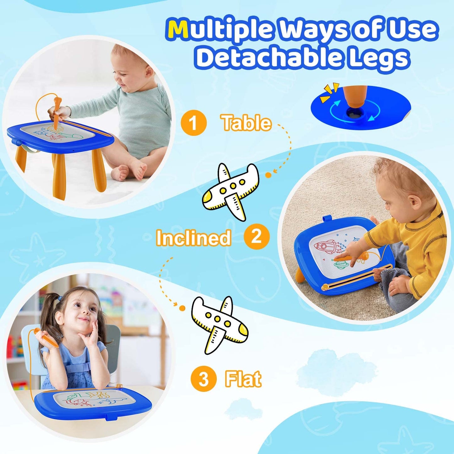 Kikidex Magnetic Drawing Board, Toddler Girl Toys for 1-2 Year Old, Doodle Board Pad Learning and Educational Toys for 1 2 3 Year Old Baby Kids Birthday Gift(Soft Pink)