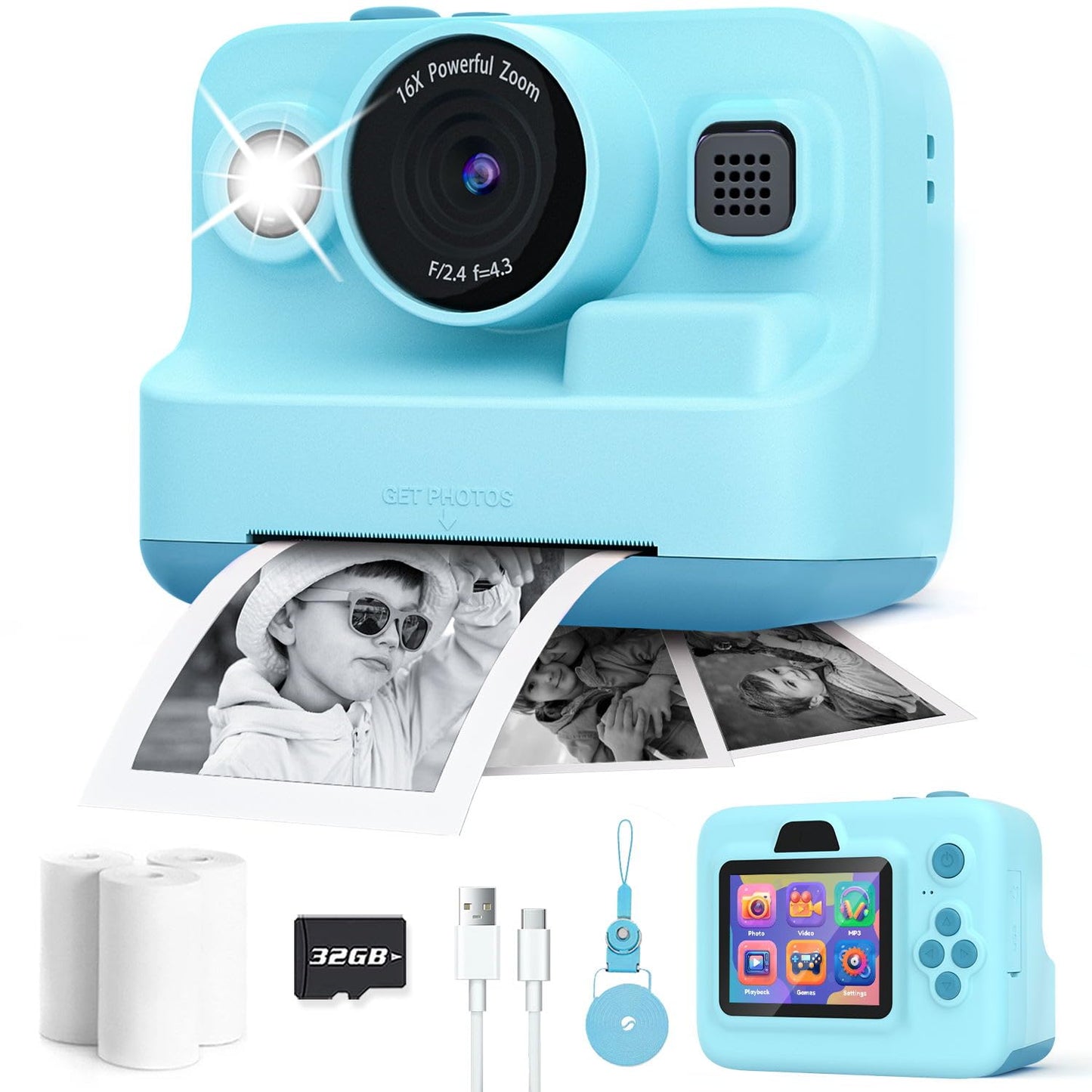 Kids Camera Instant Print,1080P Kids Instant Cameras That Print Photos,Christmas Birthday Gifts for Girls Age 3-12,Portable Toy for 3 4 5 6 7 8 9 10 Year Old Girls Boys Pink