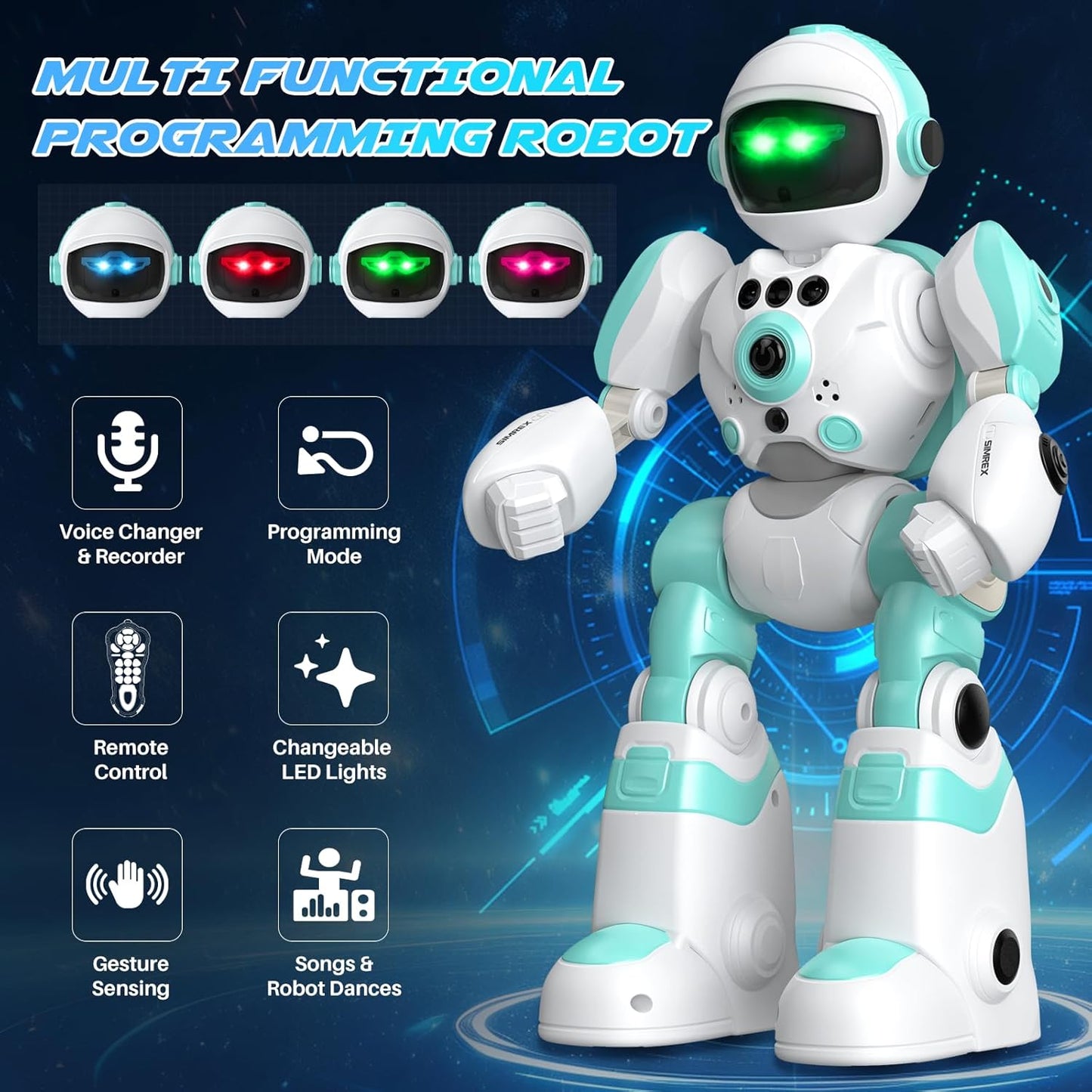 Kids Robot Toys, Remote Control Robot, Programmable Robot with Recorded Voice Music Dance Gesture Control, Gift for Toddler Boys and Girls