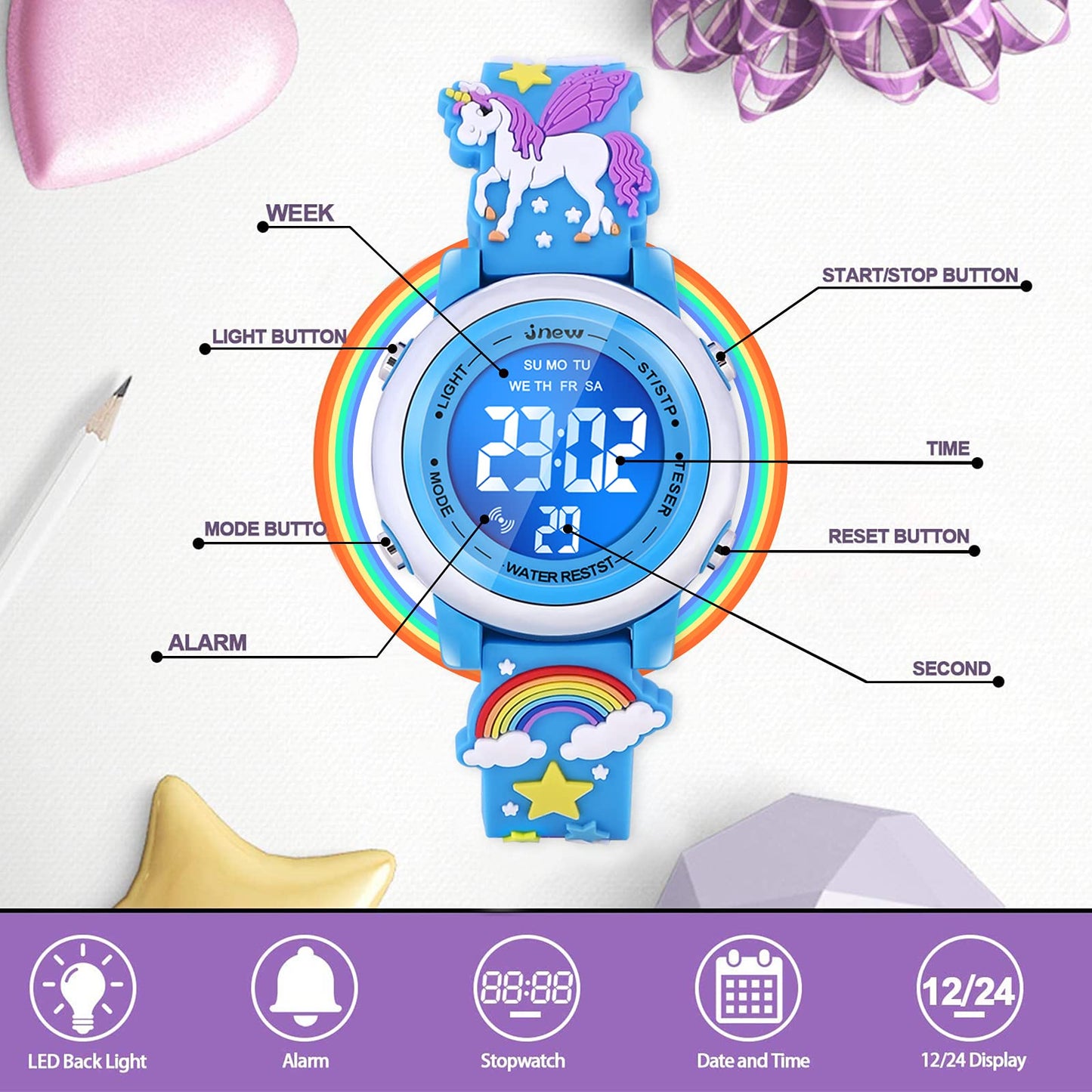 3D Cartoon Waterproof Watches for Girls