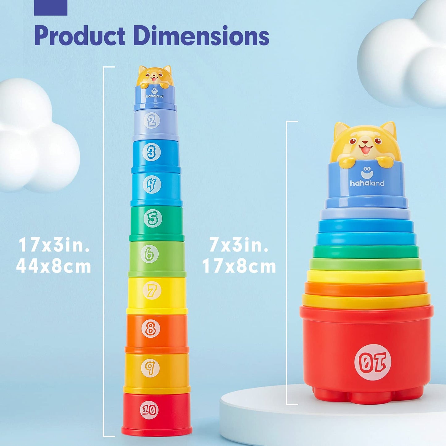 hahaland Stacking Toys for Toddlers 1-3 - Stacking Cups - Toddler Toy Age 1-2 Learning Montessori Toys for 1 Year Old Boy Birthday Gift Baby Stacking Cups 12-18 Months