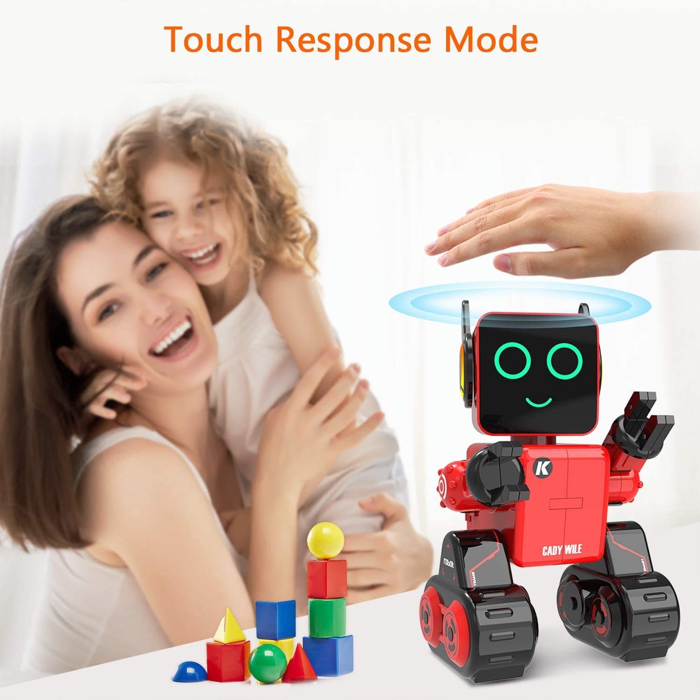 Rechargeable RC Robot Toy for Kids - Interactive Intelligent LED Light, Speaks, Dances, Built-in Coin Bank (White)