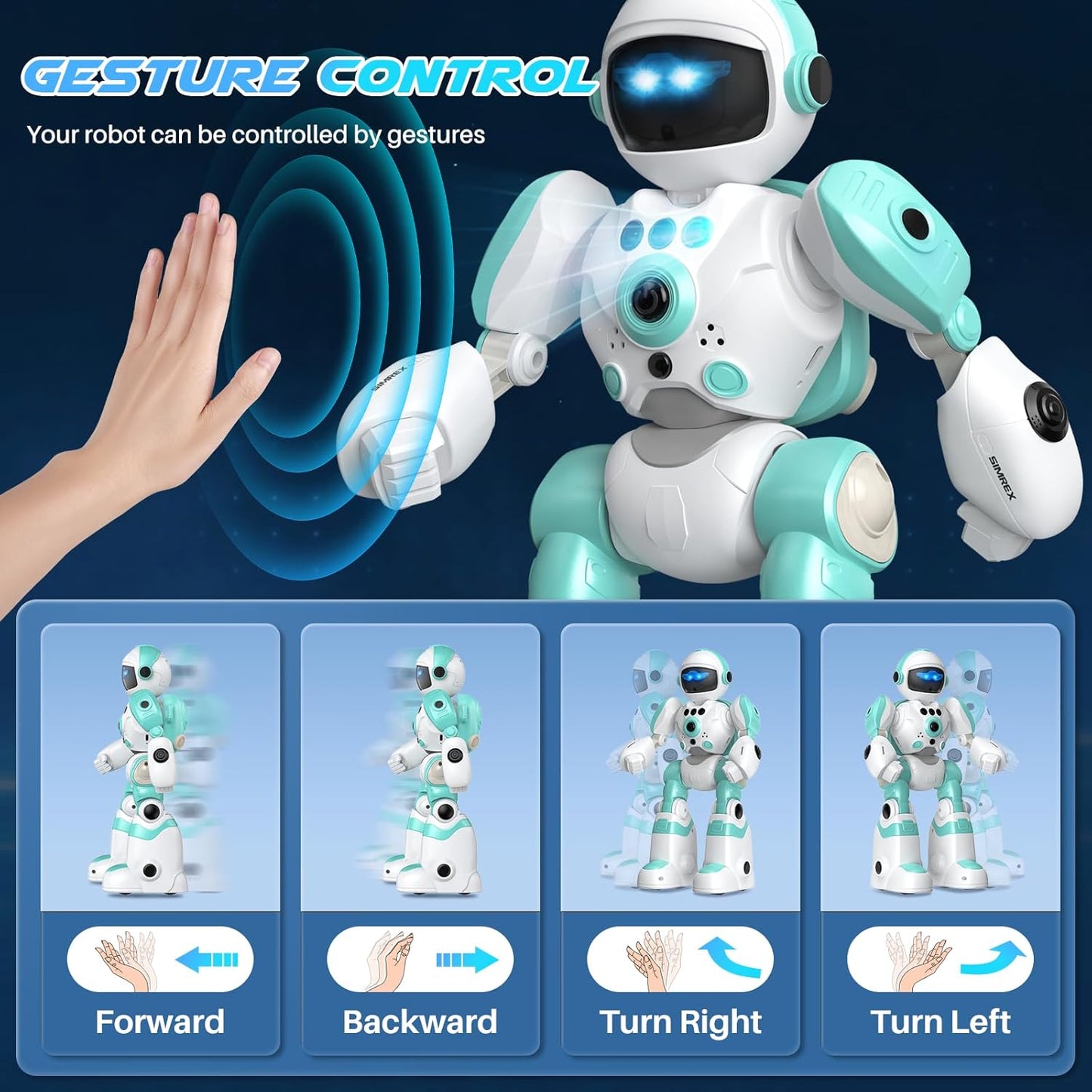 Kids Robot Toys, Remote Control Robot, Programmable Robot with Recorded Voice Music Dance Gesture Control, Gift for Toddler Boys and Girls