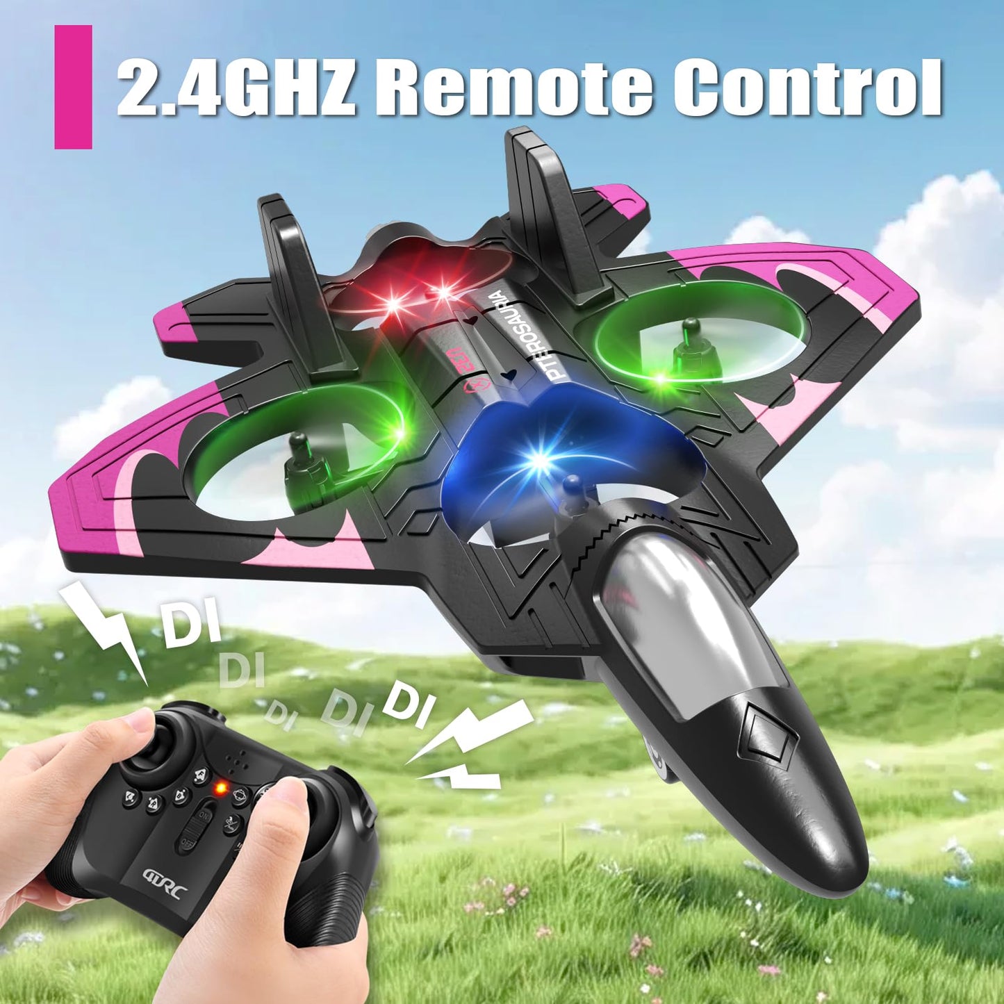 4DRC V32 Foam Remote Control Airplanes RC Planes for Kids Adults 8-16, RC Airplane Fighter Jet with Light, 360° Flip Fighter Jet Toys, Stunt Roll, Airplane Toy Gifts for Kids Boys