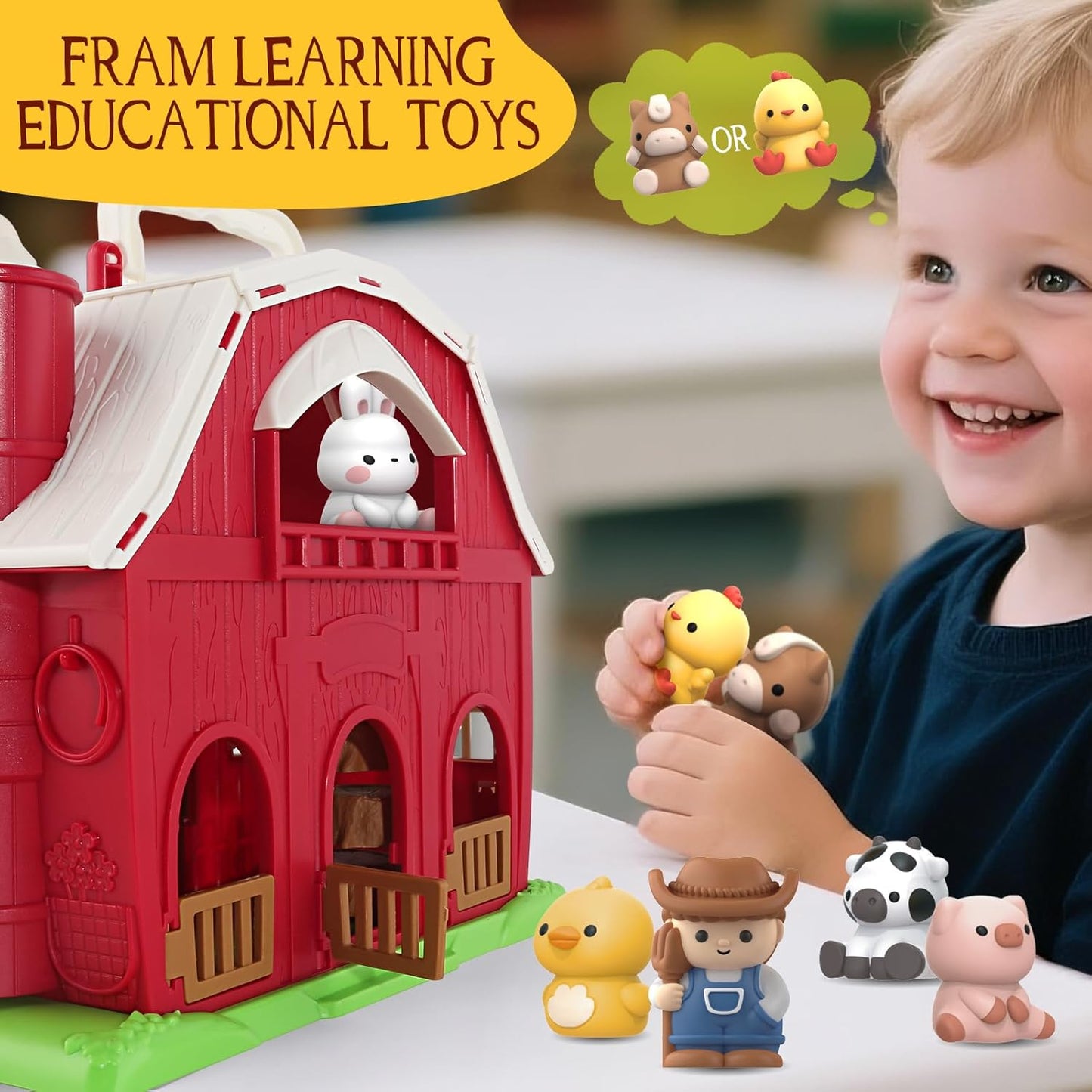 SpringFlower Toddler Farm Playset – Educational & Pretend Play for 1-3 Year Olds