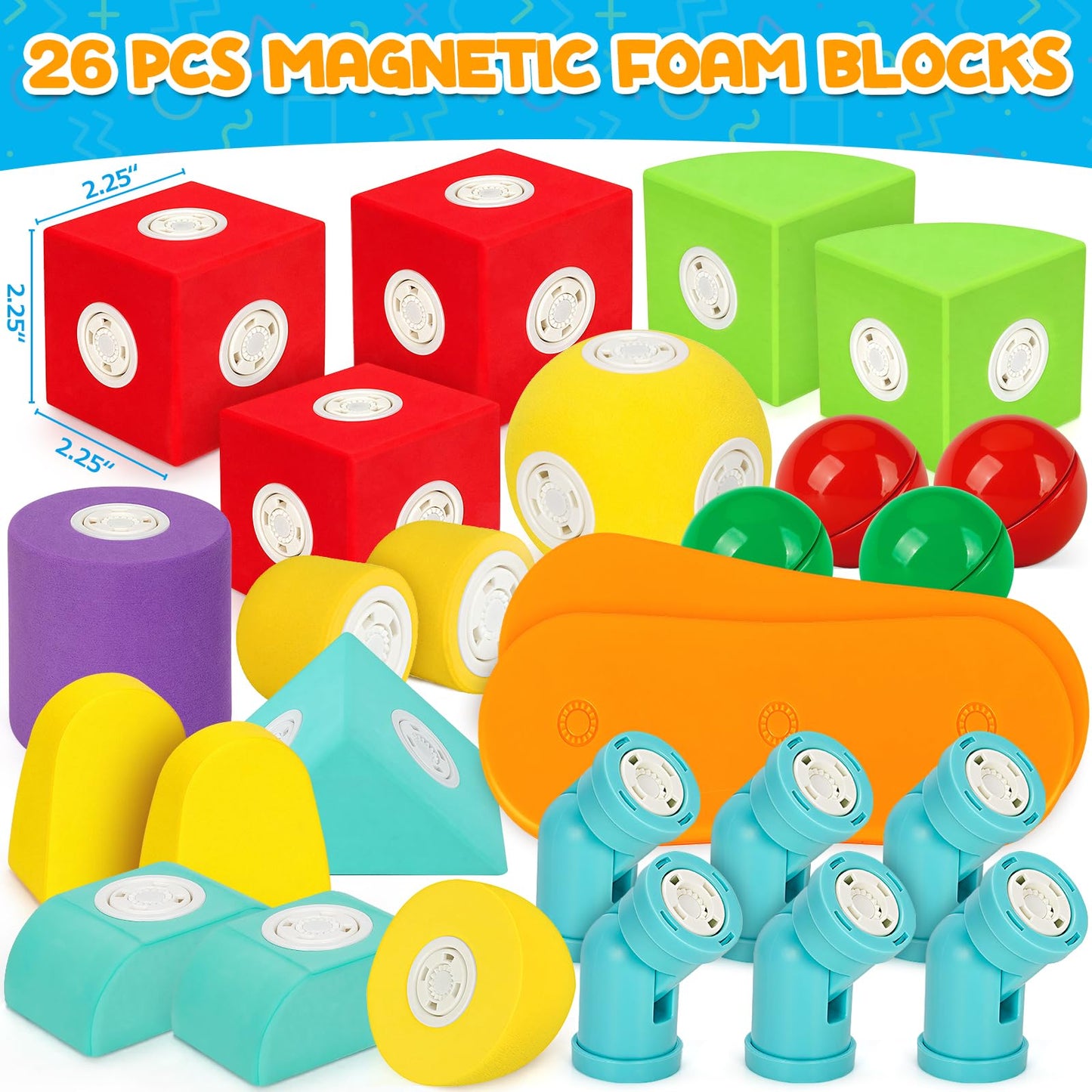 15 PCS Magnetic Foam Blocks for Kids