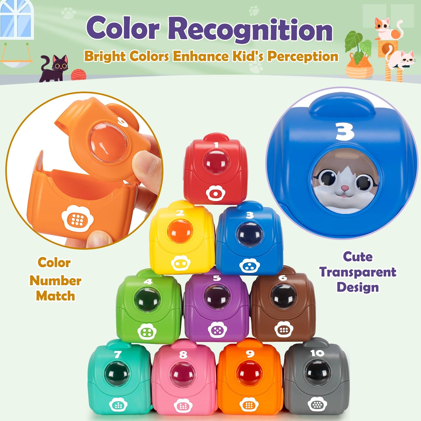 Learning Toys for 1,2,3 Year Old Toddlers, 20Pcs Safari Animals Toys Montessori Counting, Matching & Sorting Fine Motor Games, Christmas Birthday Easter Gift for Baby Boys Girls Age 12-18 Months