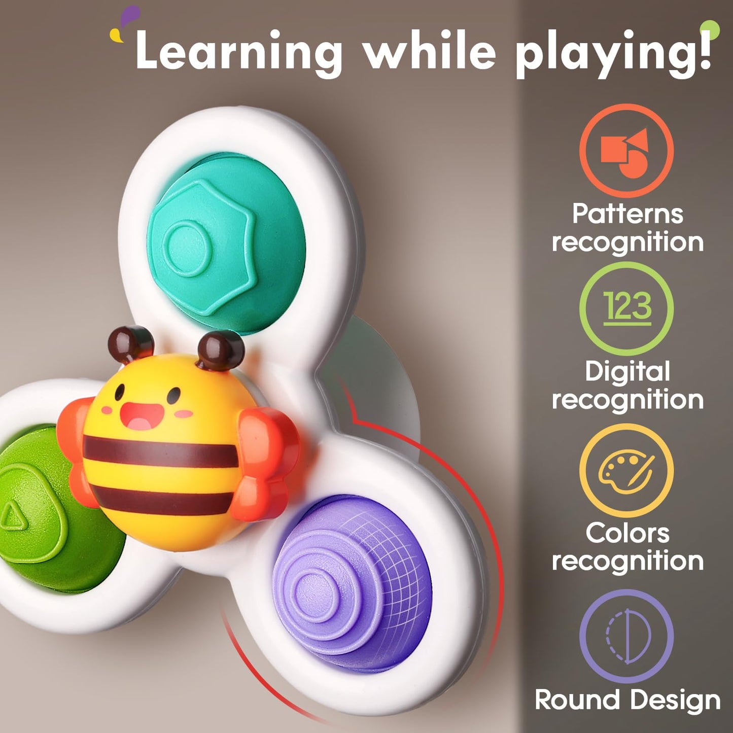 3PCS Pop Suction Cup Spinner Rotatory Toys