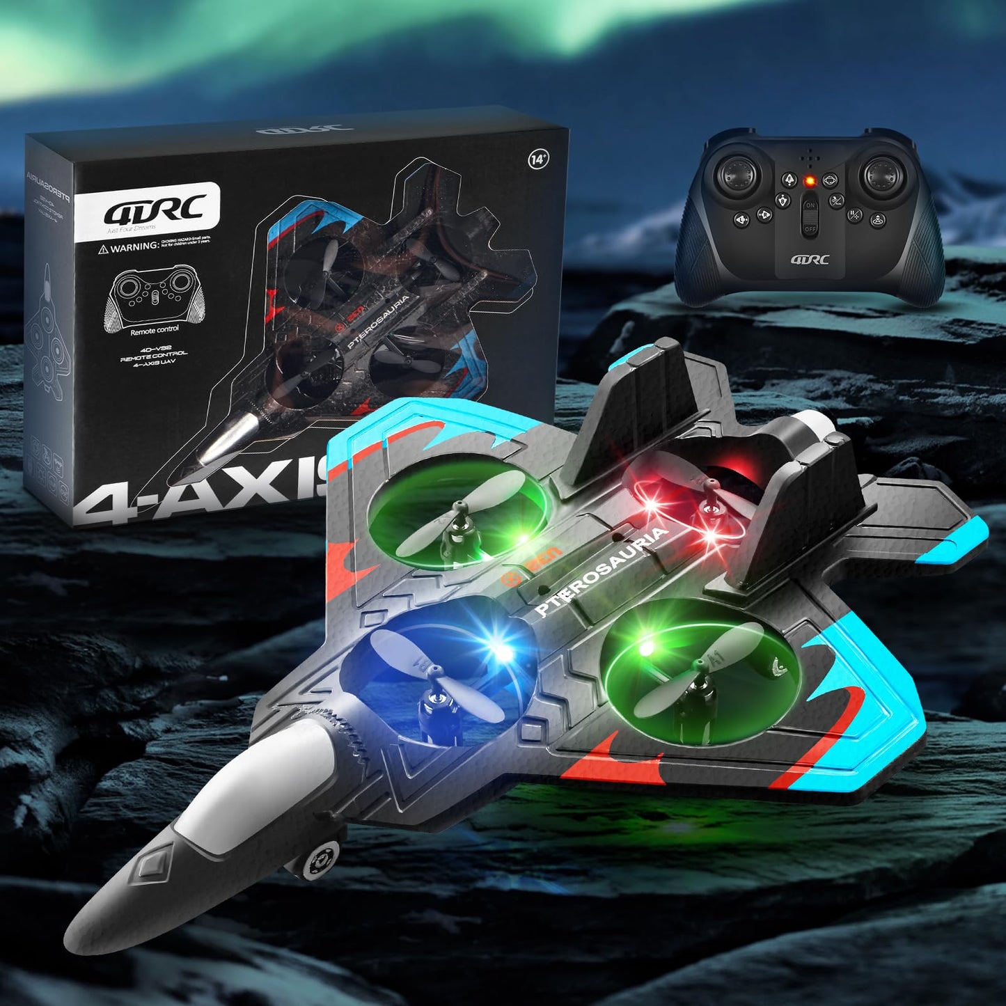 4DRC V32 Foam Remote Control Airplanes RC Planes for Kids Adults 8-16, RC Airplane Fighter Jet with Light, 360° Flip Fighter Jet Toys, Stunt Roll, Airplane Toy Gifts for Kids Boys