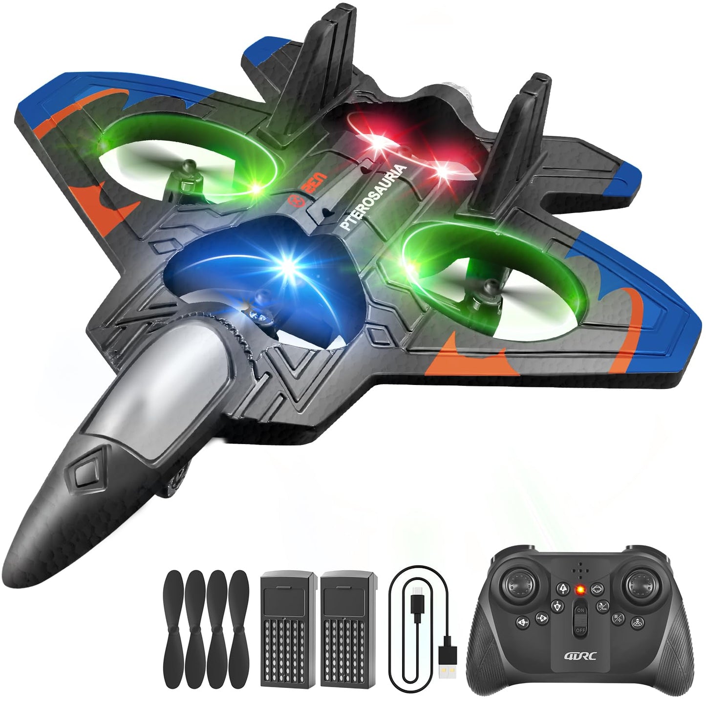 4DRC V32 Foam Remote Control Airplanes RC Planes for Kids Adults 8-16, RC Airplane Fighter Jet with Light, 360° Flip Fighter Jet Toys, Stunt Roll, Airplane Toy Gifts for Kids Boys