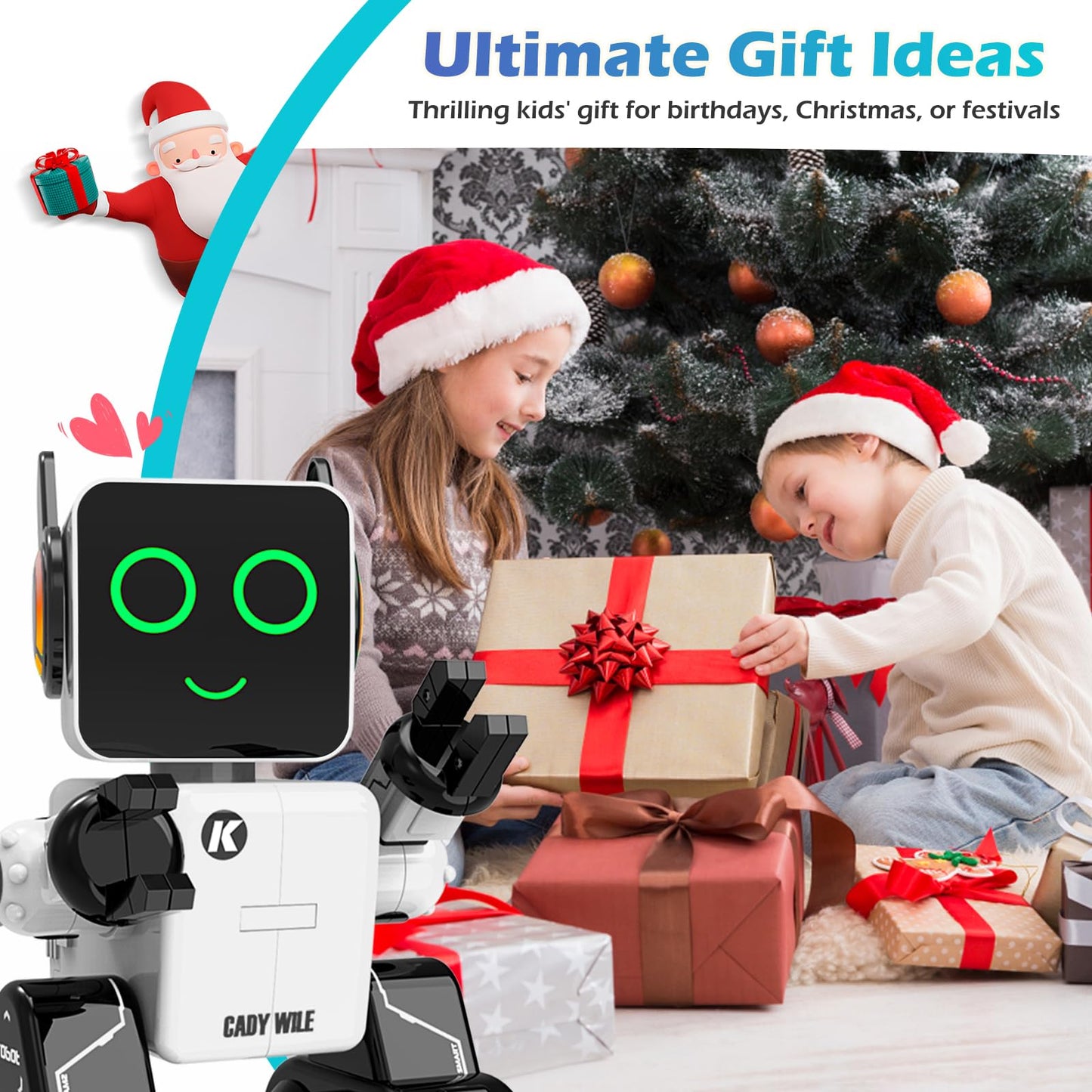 Rechargeable RC Robot Toy for Kids - Interactive Intelligent LED Light, Speaks, Dances, Built-in Coin Bank (White)