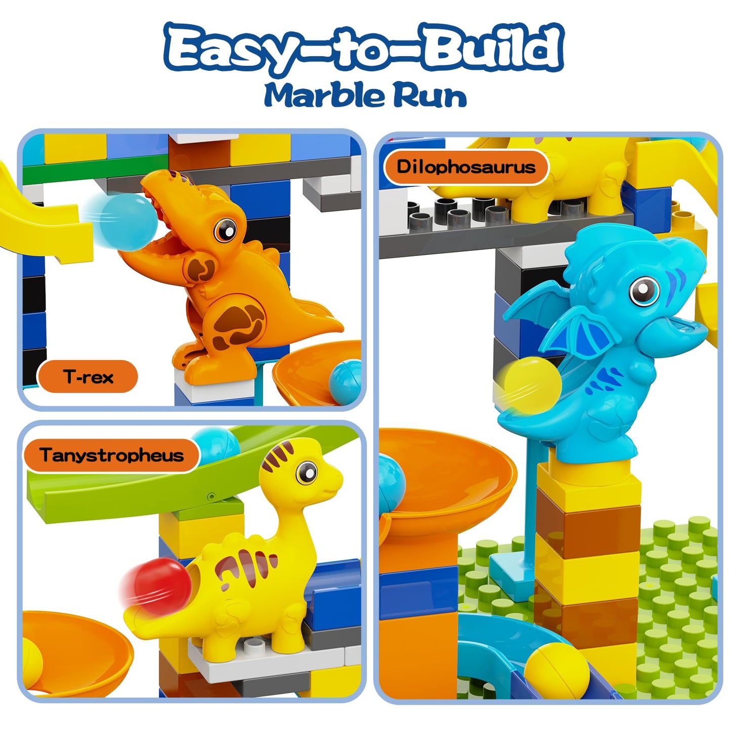 2-in-1 Kids Toys - Marble Run Building Blocks
