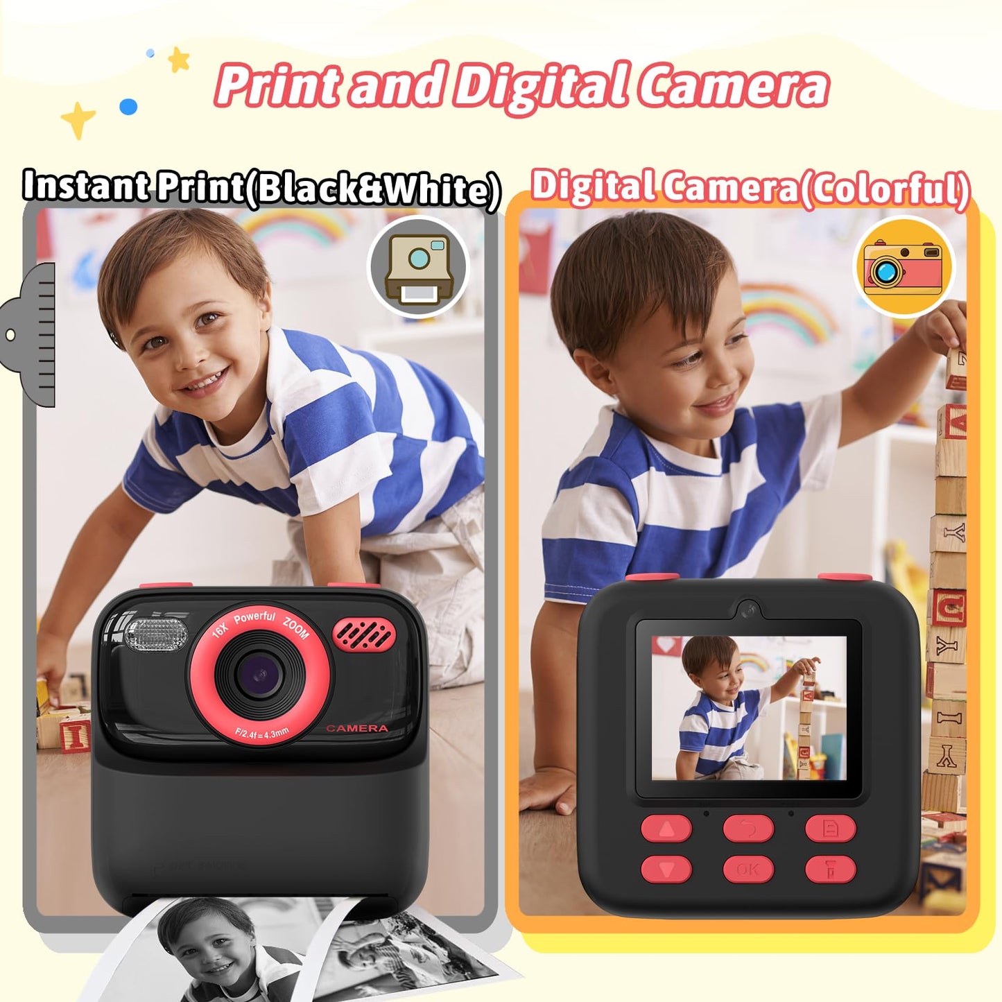 Upgrade Kids Camera Instant Print for Boys and Girls