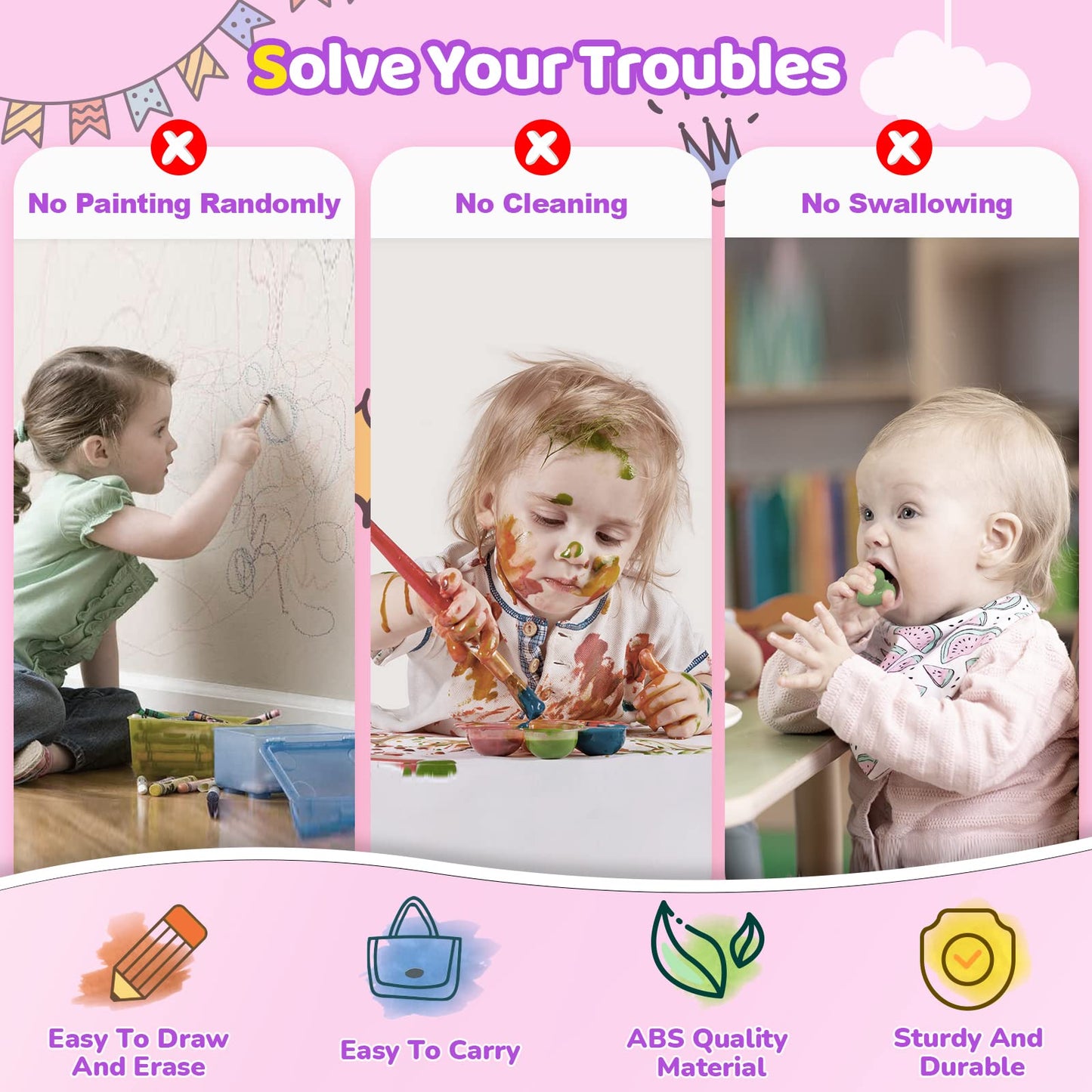 Kikidex Magnetic Drawing Board, Toddler Girl Toys for 1-2 Year Old, Doodle Board Pad Learning and Educational Toys for 1 2 3 Year Old Baby Kids Birthday Gift(Soft Pink)