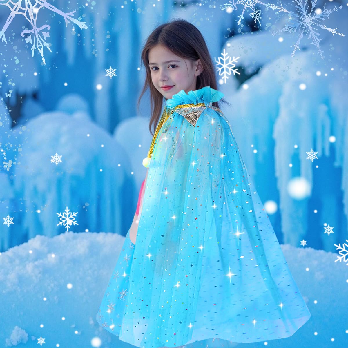 Meland Princess Dress up Clothes for Little Girl, 11Pcs Princess Cape with Crown, Princess Dresses for Girl 3-8 Birthday Gift