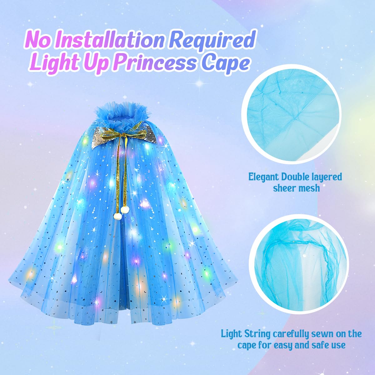 Meland Princess Dress up Clothes for Little Girl, 11Pcs Princess Cape with Crown, Princess Dresses for Girl 3-8 Birthday Gift