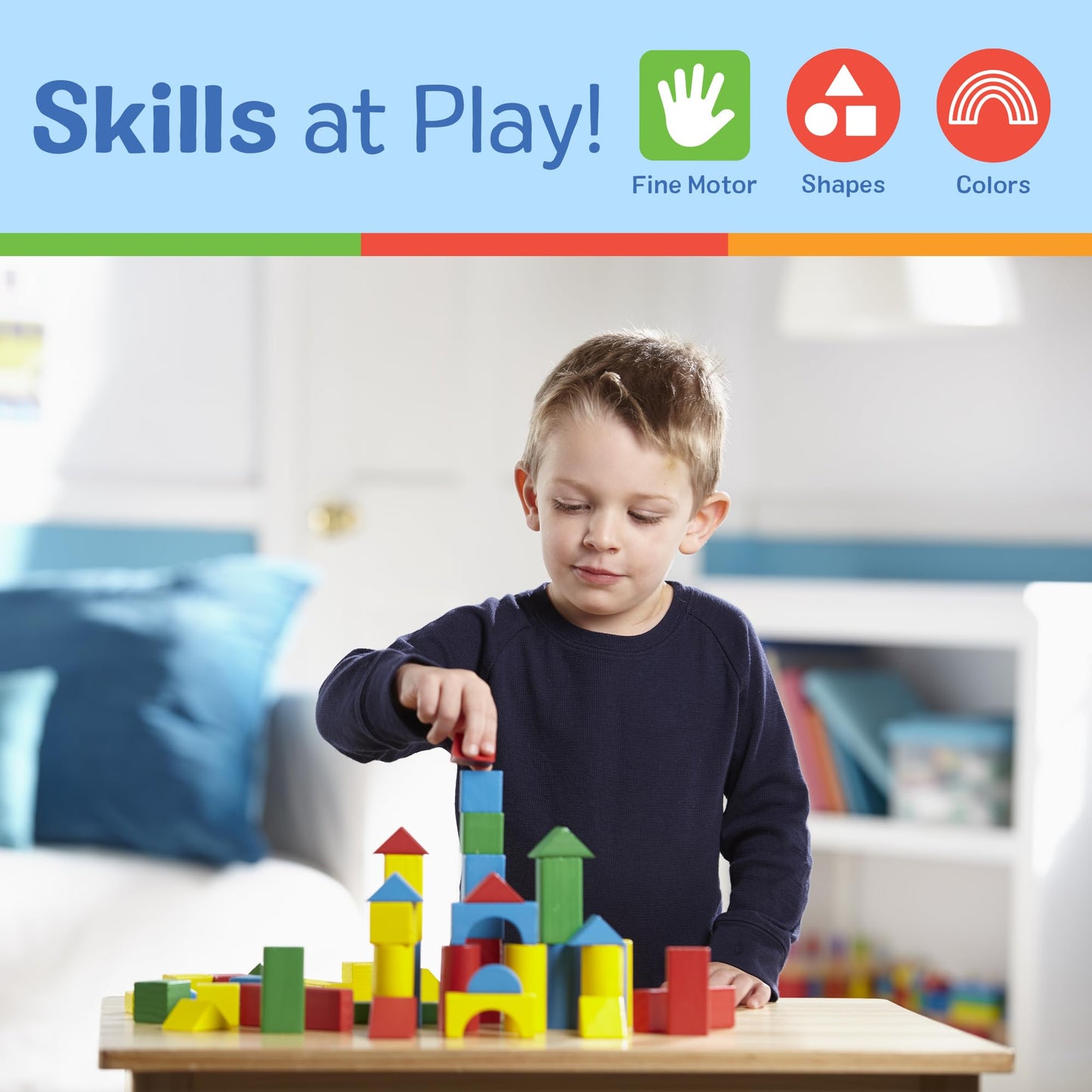 Melissa & Doug Wooden Building Blocks Set