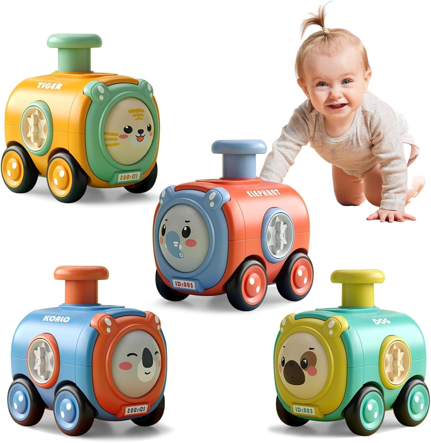 Colorful Animal Whistle Cars – Press & Go Toddler Toys for 1-3 Year Olds, Bright Colors, Perfect Gift**
