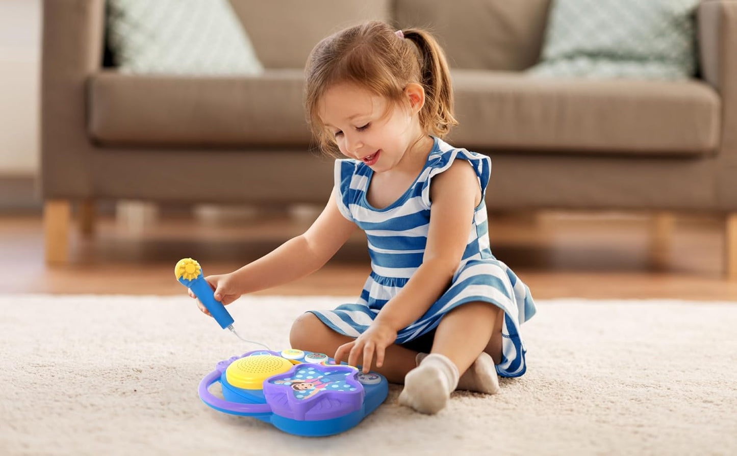 eKids Ms Rachel Karaoke Microphone with Boombox for Fans of Toddler Toys, Kids Karaoke Machine with Built in Music