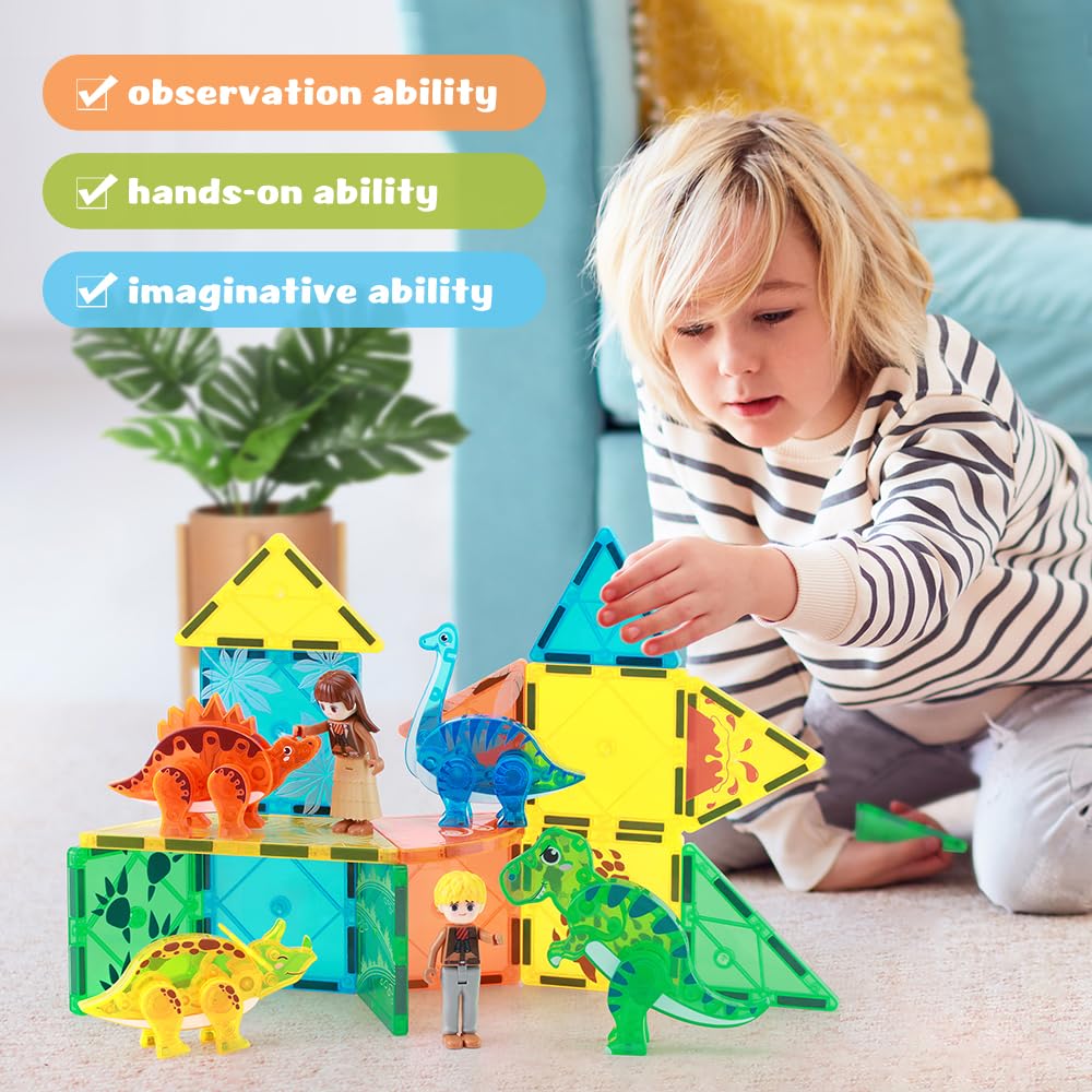 102PCS Ice Castle Magnetic Tiles, 3D Building Blocks STEM Educational Kids Toys for Pretend Play, 3 4 5 6 7 8 Year Old Birthday Gifts for Boys and Girls, Preschool Learning Toys for Birthday