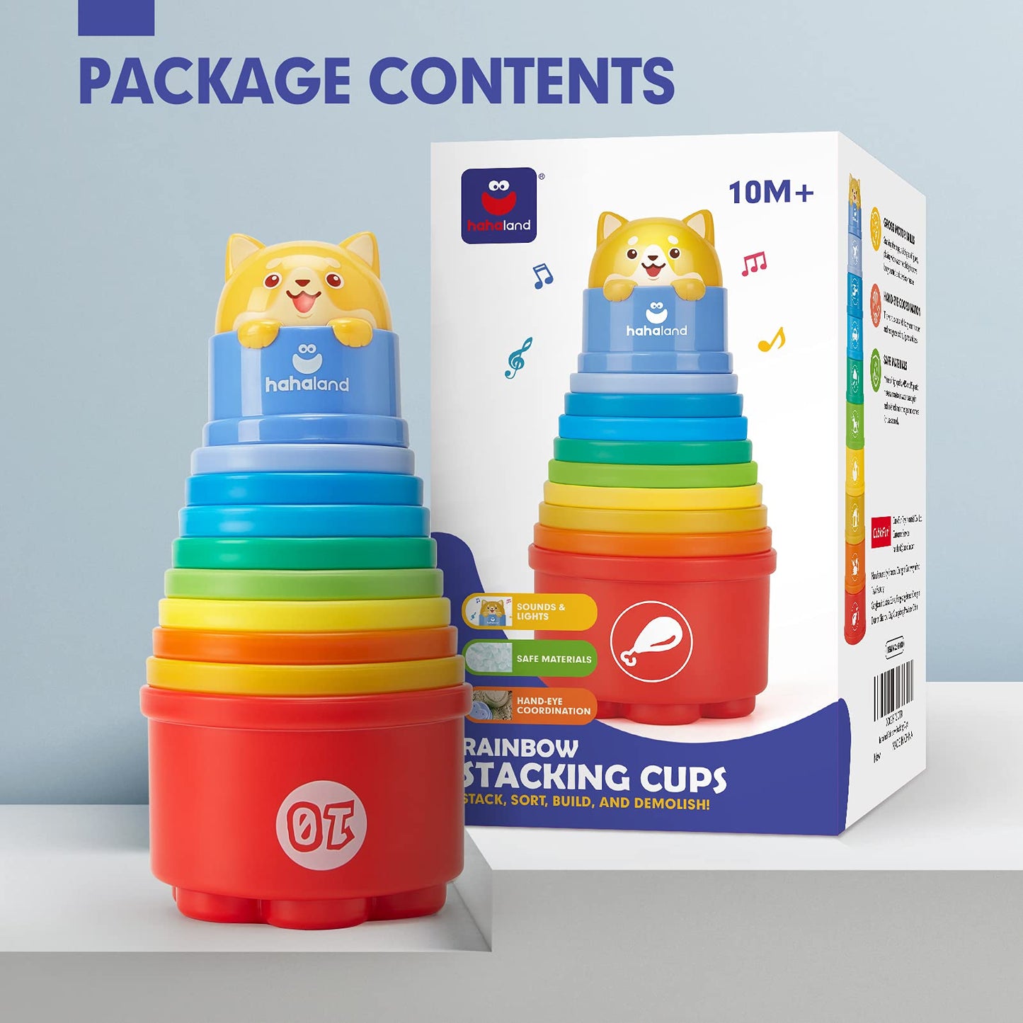 hahaland Stacking Toys for Toddlers 1-3 - Stacking Cups - Toddler Toy Age 1-2 Learning Montessori Toys for 1 Year Old Boy Birthday Gift Baby Stacking Cups 12-18 Months