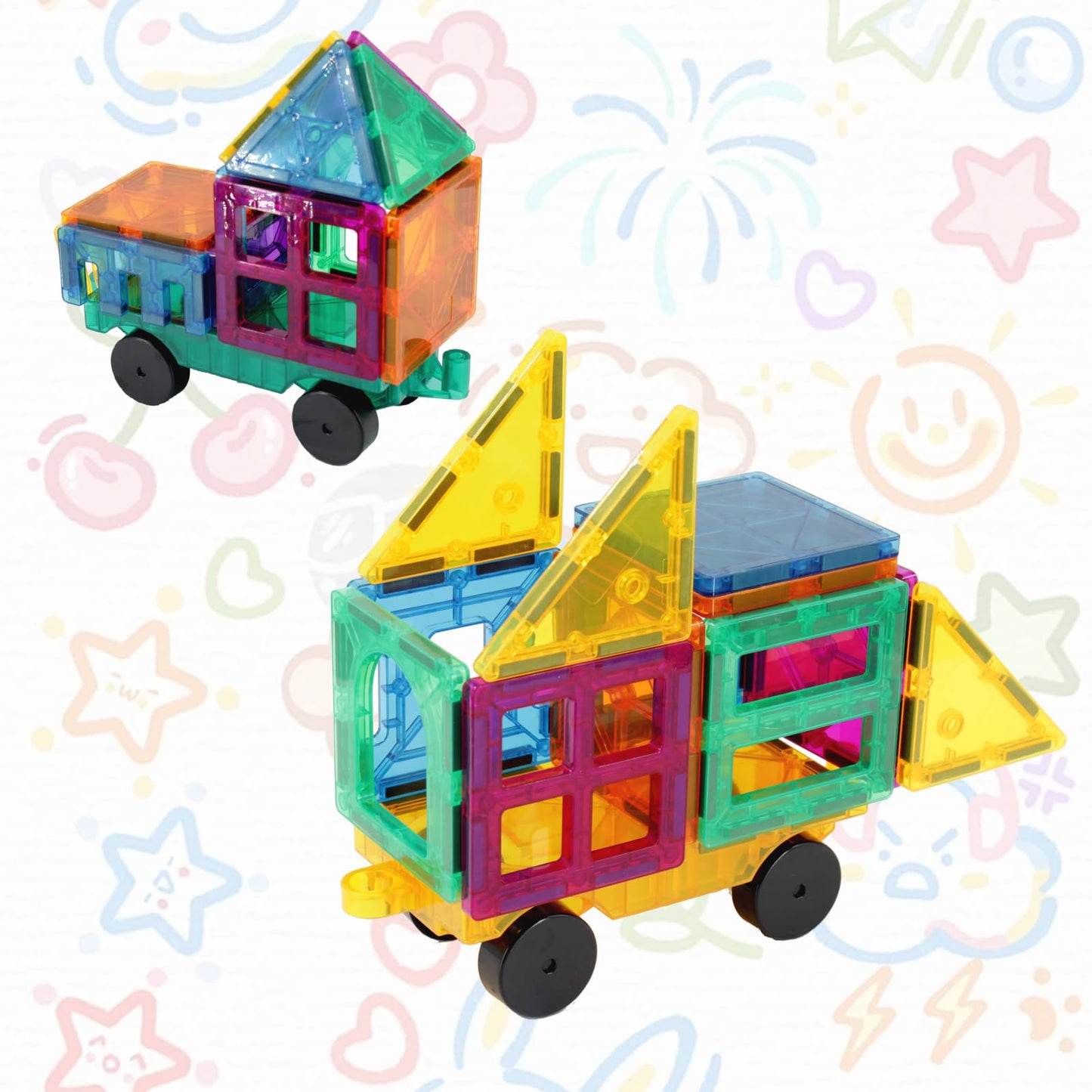 Magnetic Tiles Car Set Truck Kit Toys