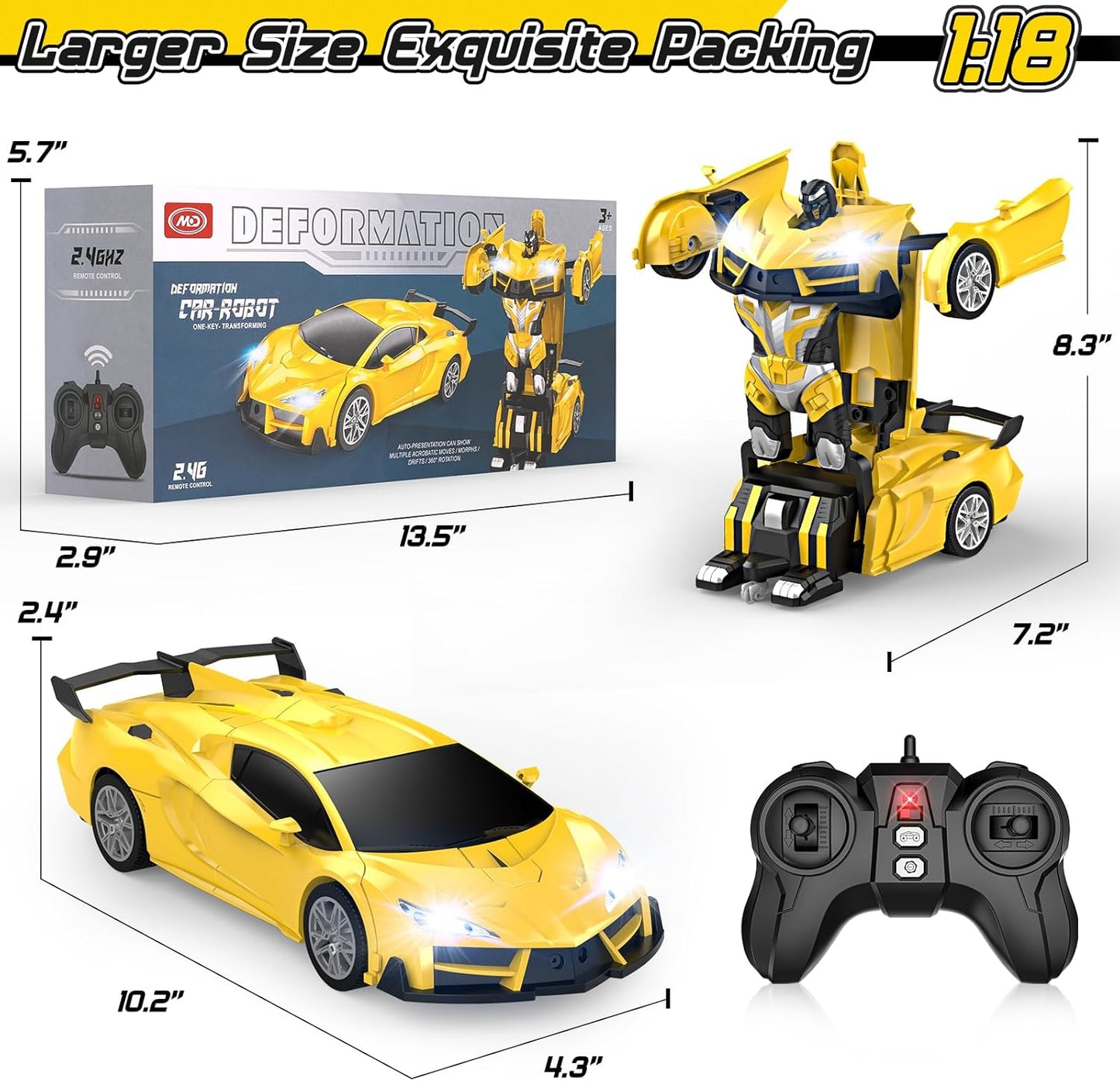 Transform Robot RC Cars with Cool LED Headlights