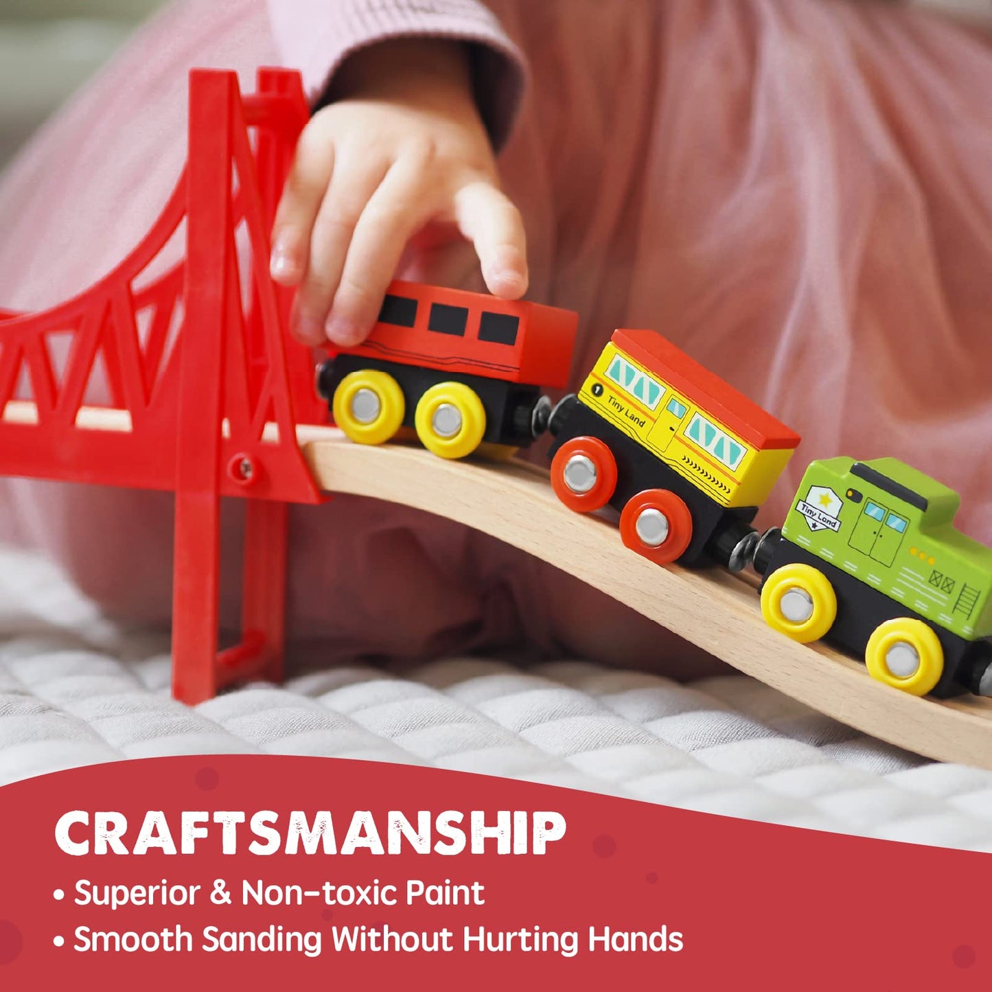 Tiny Land 110PCS Wooden Train Set