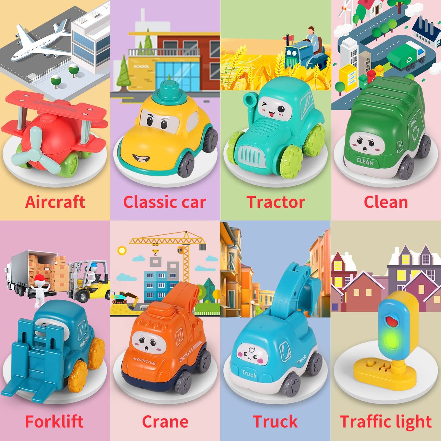 Baby Cranes Car Toys with Playmat