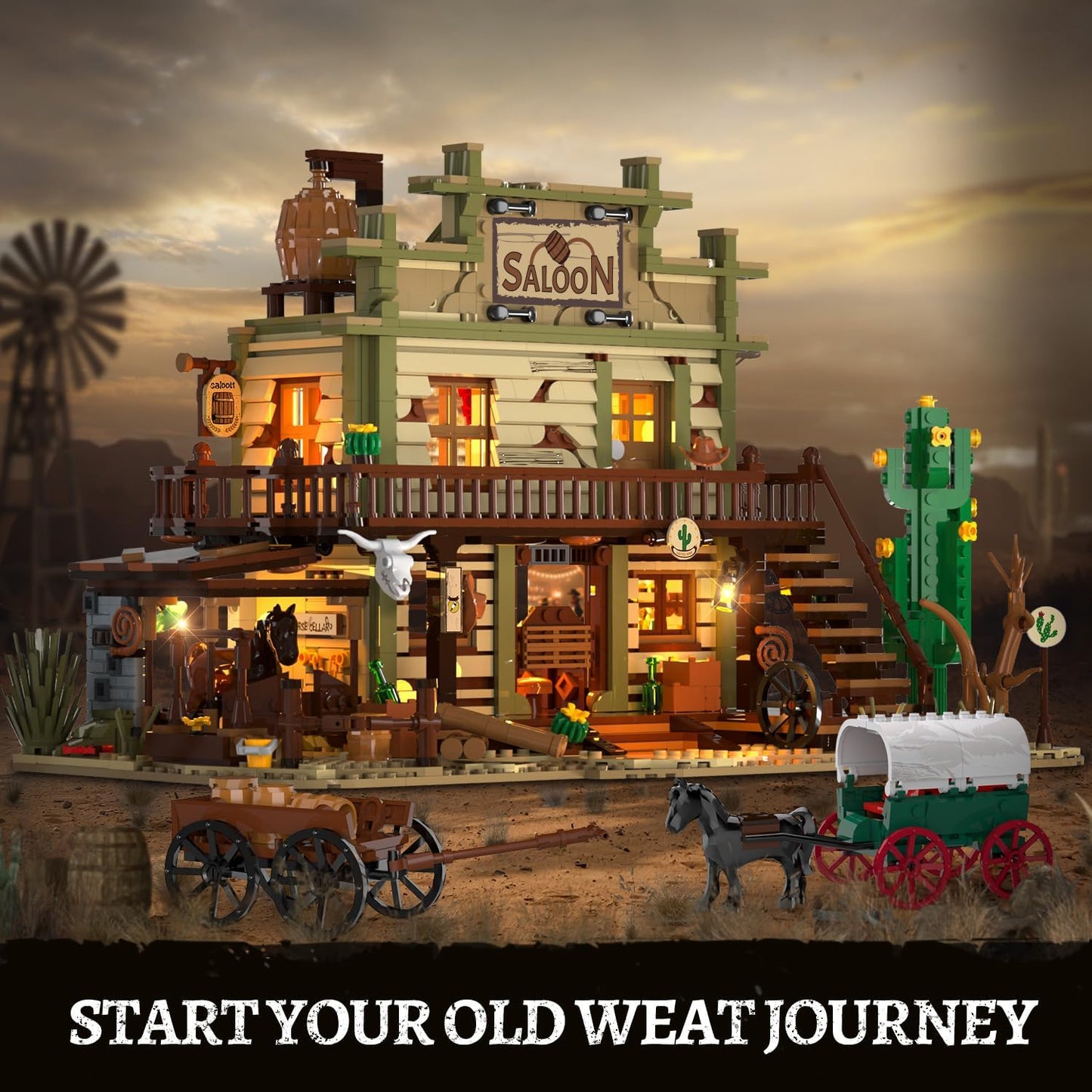 Western Saloon Building Set with LED Light