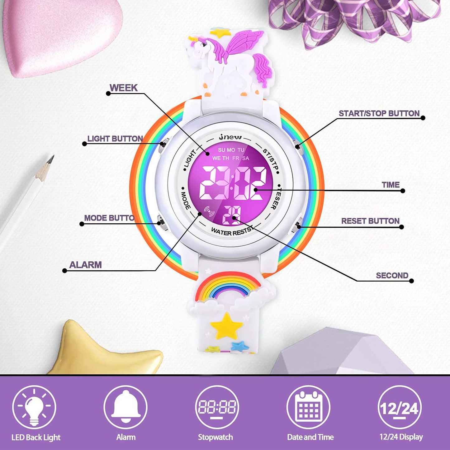 3D Cartoon Waterproof Watches for Girls