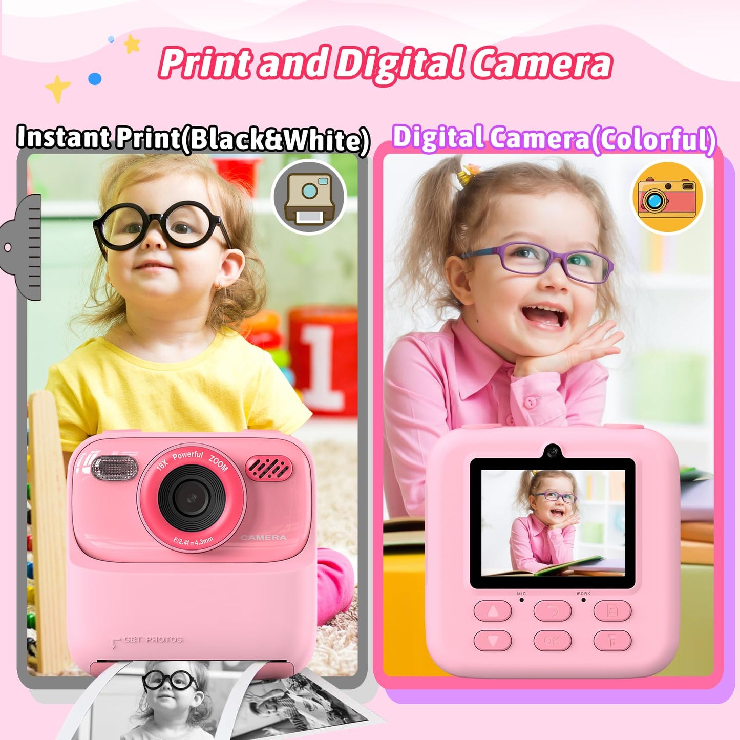Upgrade Kids Camera Instant Print for Boys and Girls