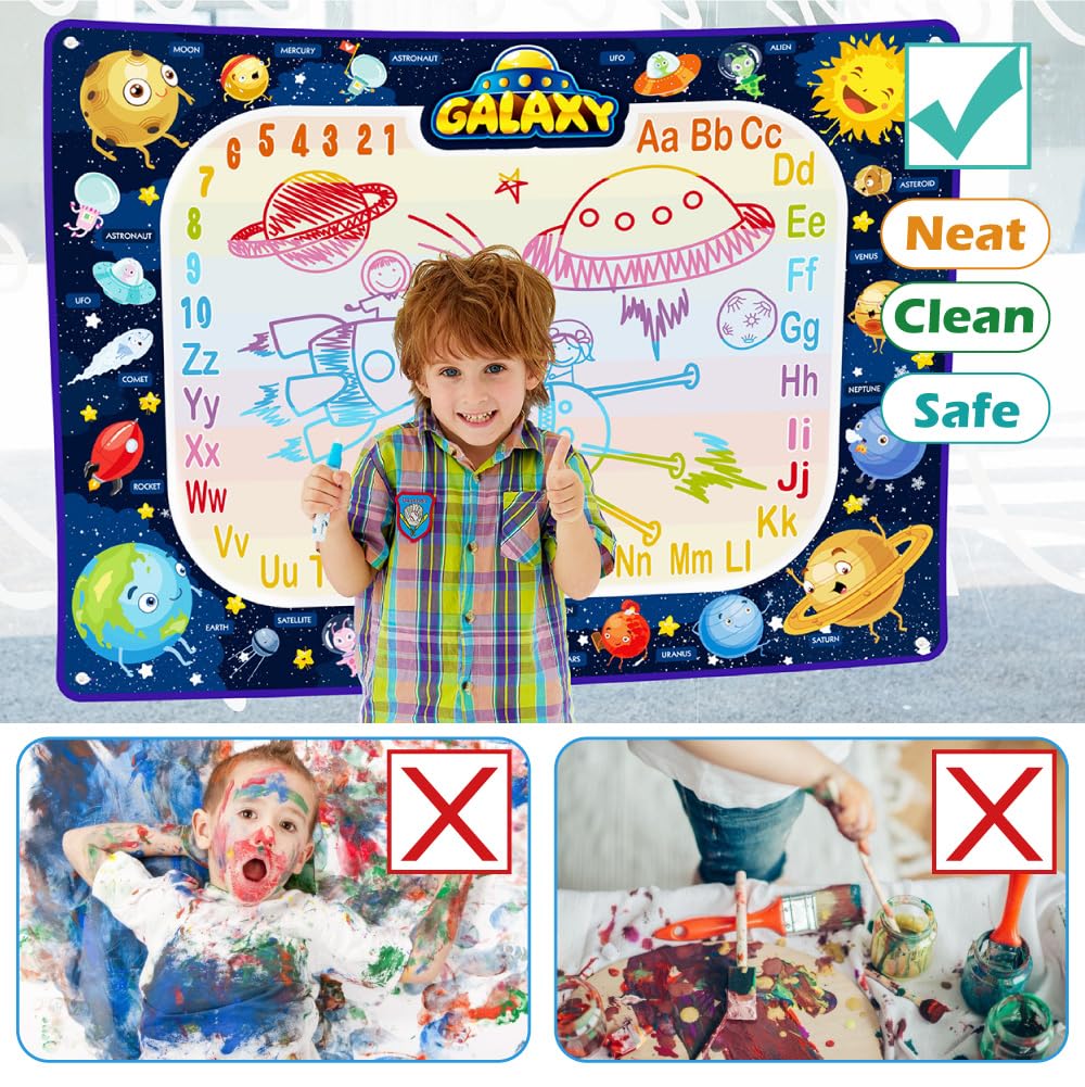 Jasonwell Aqua Water Doodle Mat 31x31 Inches Large Magic Drawing Doodling Mat Coloring Mat Educational Toys Christmas Birthday Gifts for Kids Toddler Boys Girls Age 2 3 4 5 6 7 8 Year Old (Alphabet)