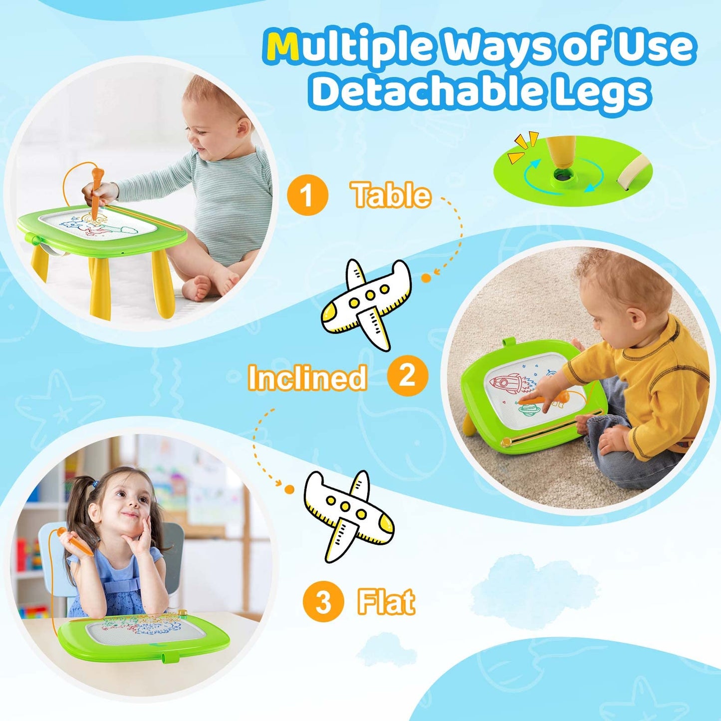 Kikidex Magnetic Drawing Board, Toddler Girl Toys for 1-2 Year Old, Doodle Board Pad Learning and Educational Toys for 1 2 3 Year Old Baby Kids Birthday Gift(Soft Pink)