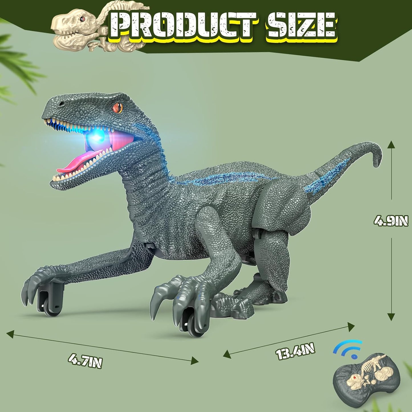 Remote Control Dinosaur, Realistic Dinosaur Toys for Kids 3-5, 2.4GHZ, Walking,Rechargeable, 3D Eyes, 3 Sound Effects, Demo Function, Jurassic Toys for Christmas, Kids 3+