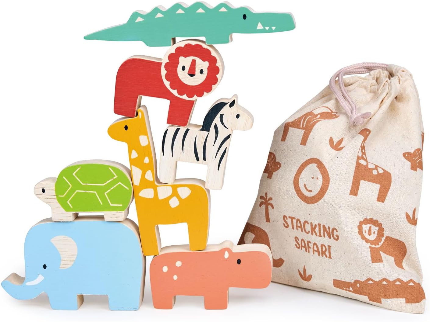 Happy Stacking Safari - 7pc Wooden Stacking Toy