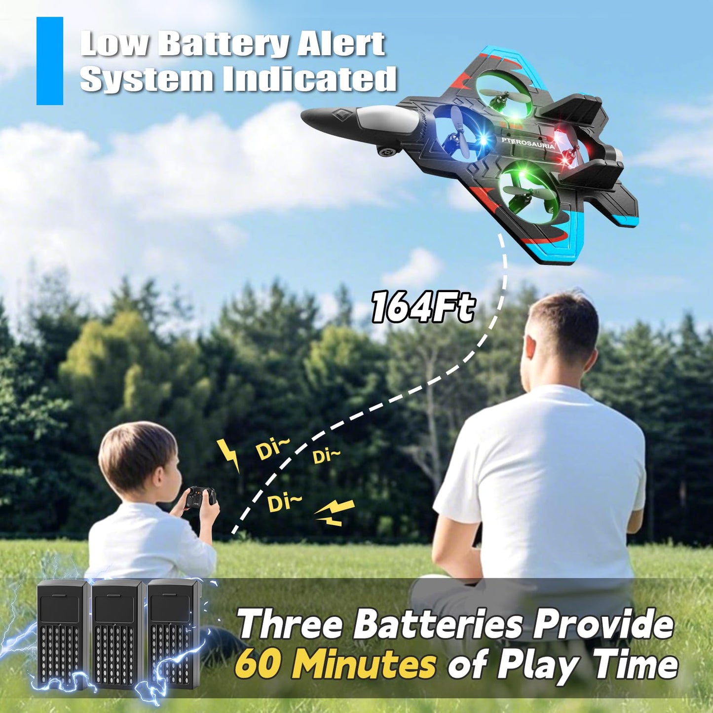 4DRC V32 Foam Remote Control Airplanes RC Planes for Kids Adults 8-16, RC Airplane Fighter Jet with Light, 360° Flip Fighter Jet Toys, Stunt Roll, Airplane Toy Gifts for Kids Boys