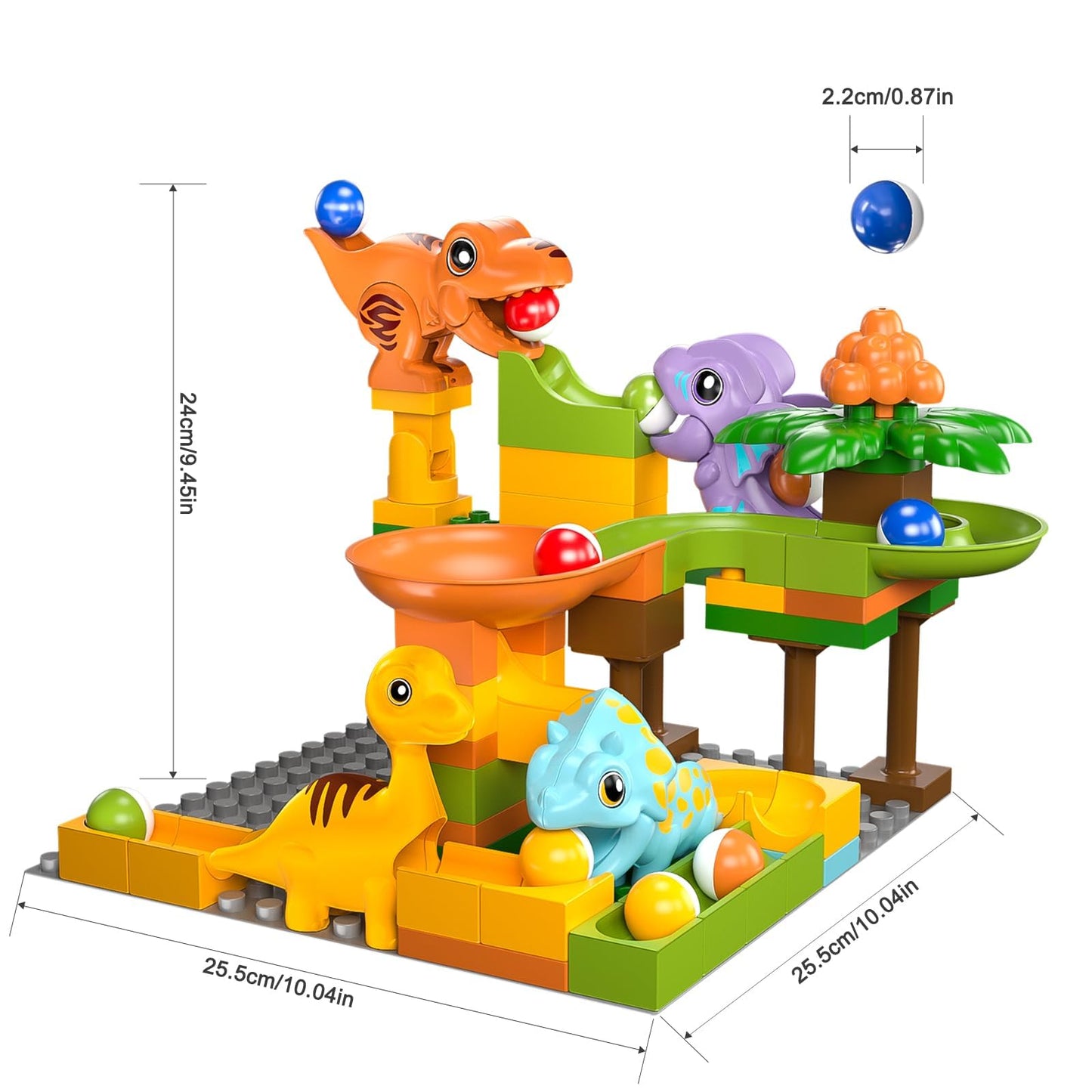 Marble Runs for Kids 4-8,Marble Run for Kids Ages 3-5 with Dinosaur Building Blocks,Dinosaur Toys,STEM Building Toys with 4 Marble Track Compatible with Major Brands