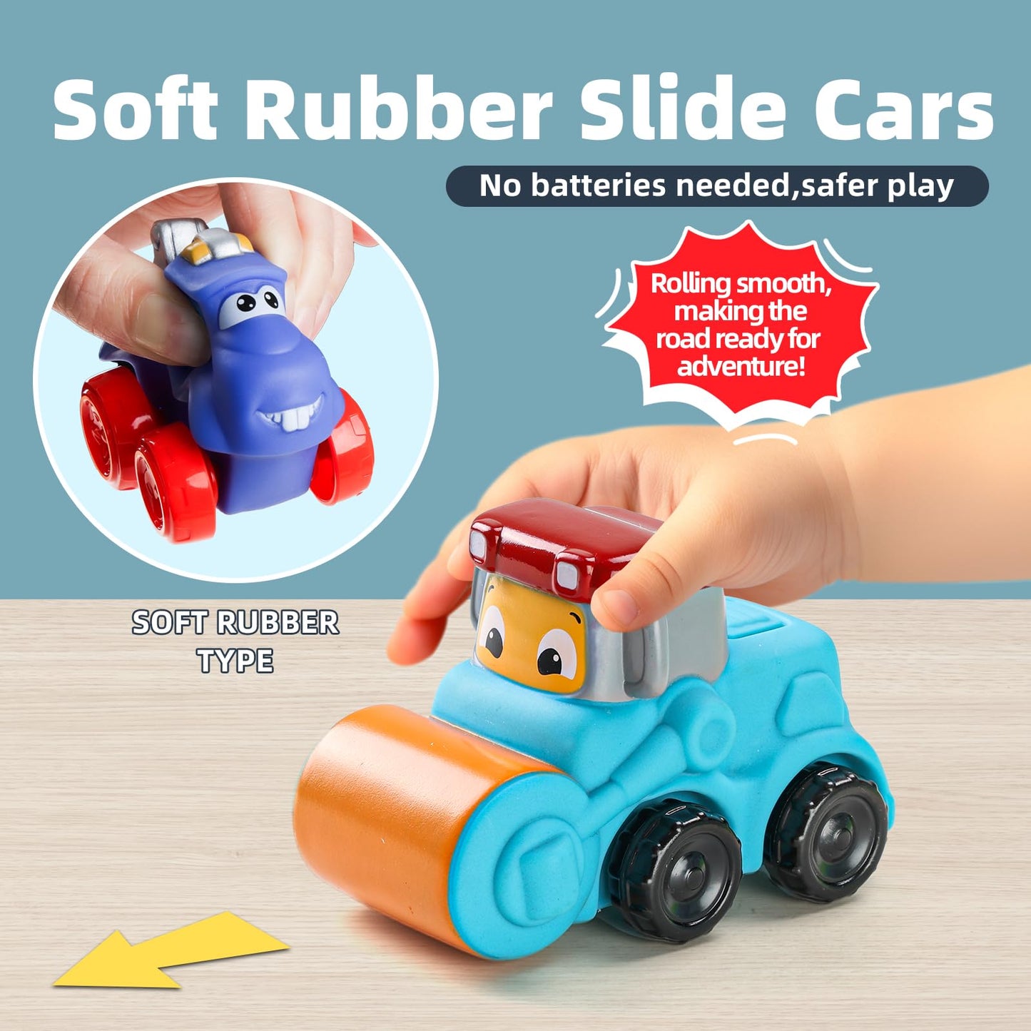 12 PCS Soft Rubber Car Toys