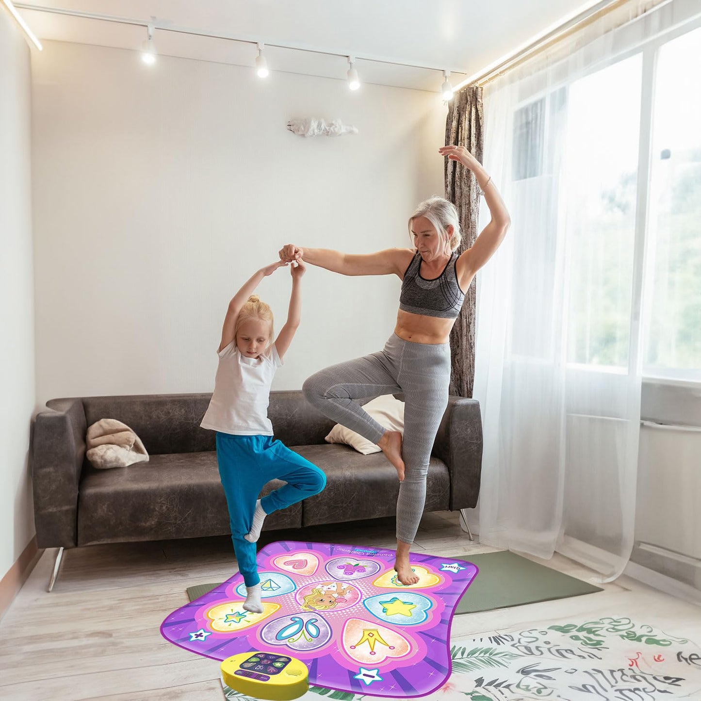 SUNLIN Dance Mat - Dance Mixer Rhythm Step Play Mat - Dance Game Toy Gift for Kids Girls Boys - Dance Pad with LED Lights, Adjustable Volume, Built-in Music, 3 Challenge Levels (3-12 Years Old)