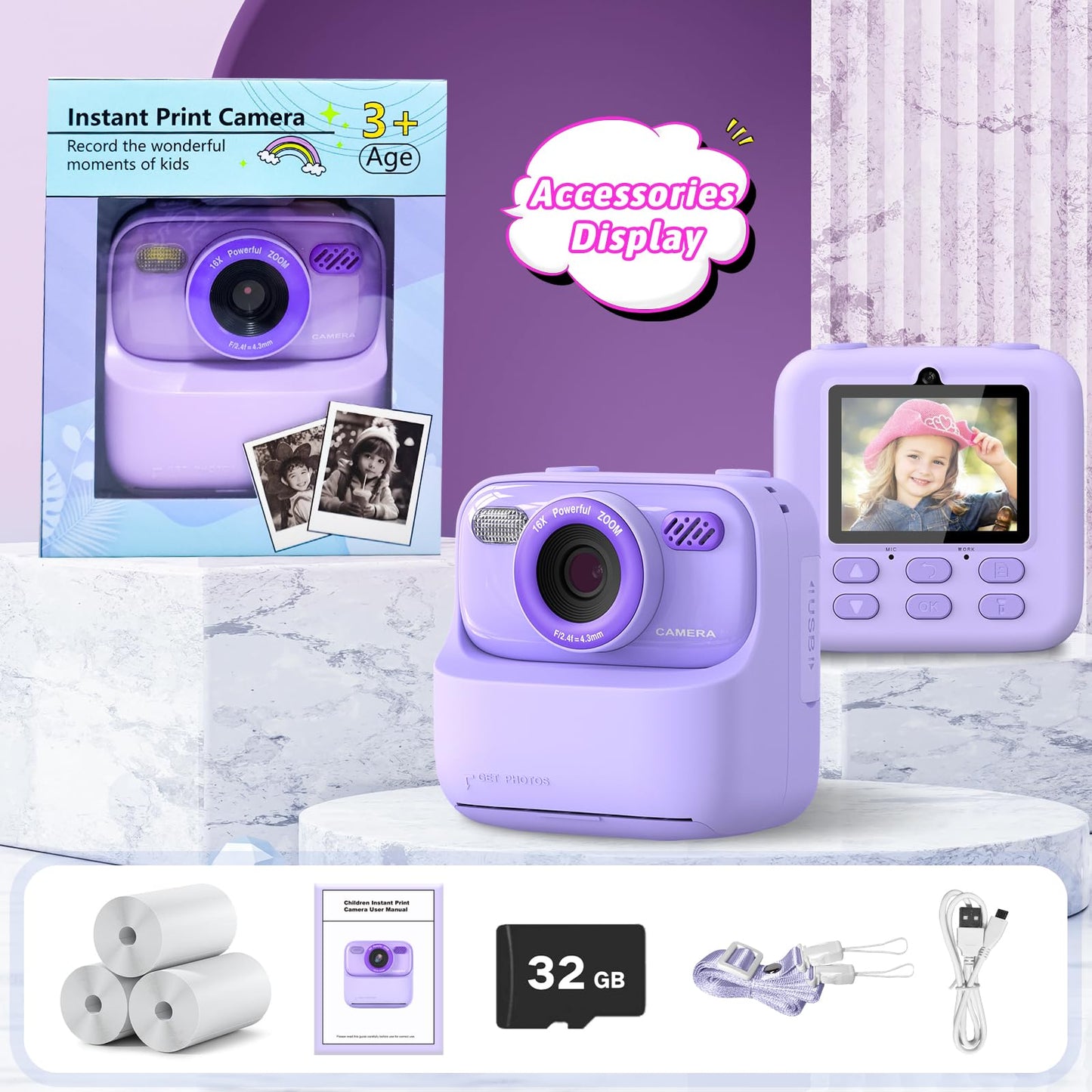 Upgrade Kids Camera Instant Print for Boys and Girls
