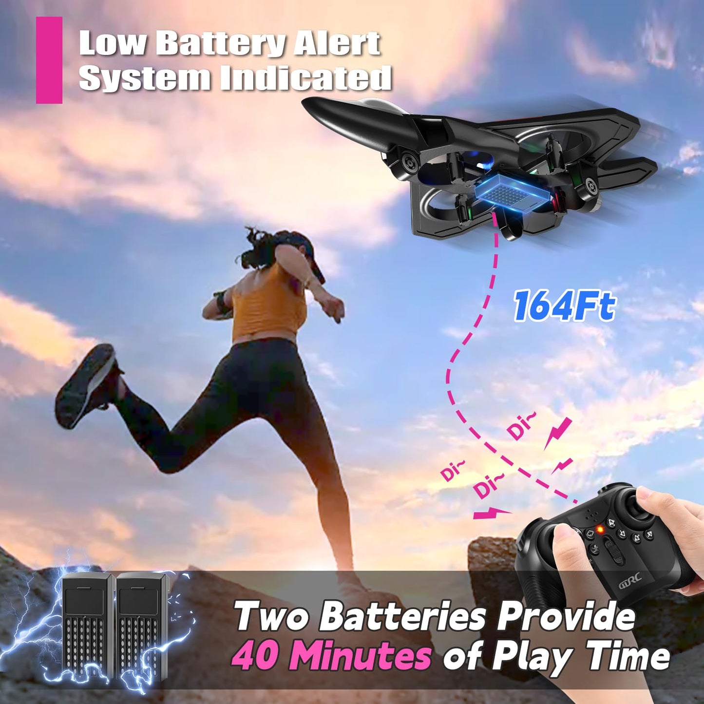 4DRC V32 Foam Remote Control Airplanes RC Planes for Kids Adults 8-16, RC Airplane Fighter Jet with Light, 360° Flip Fighter Jet Toys, Stunt Roll, Airplane Toy Gifts for Kids Boys