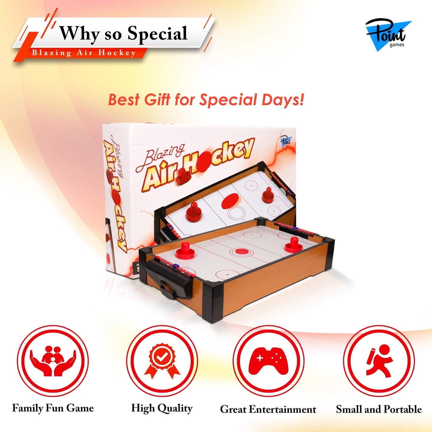 Point Games Hockey Table, Mini Table Games for Kids, Arcade Game for Boys & Girls, Great Gift fro Children Ages 3+
