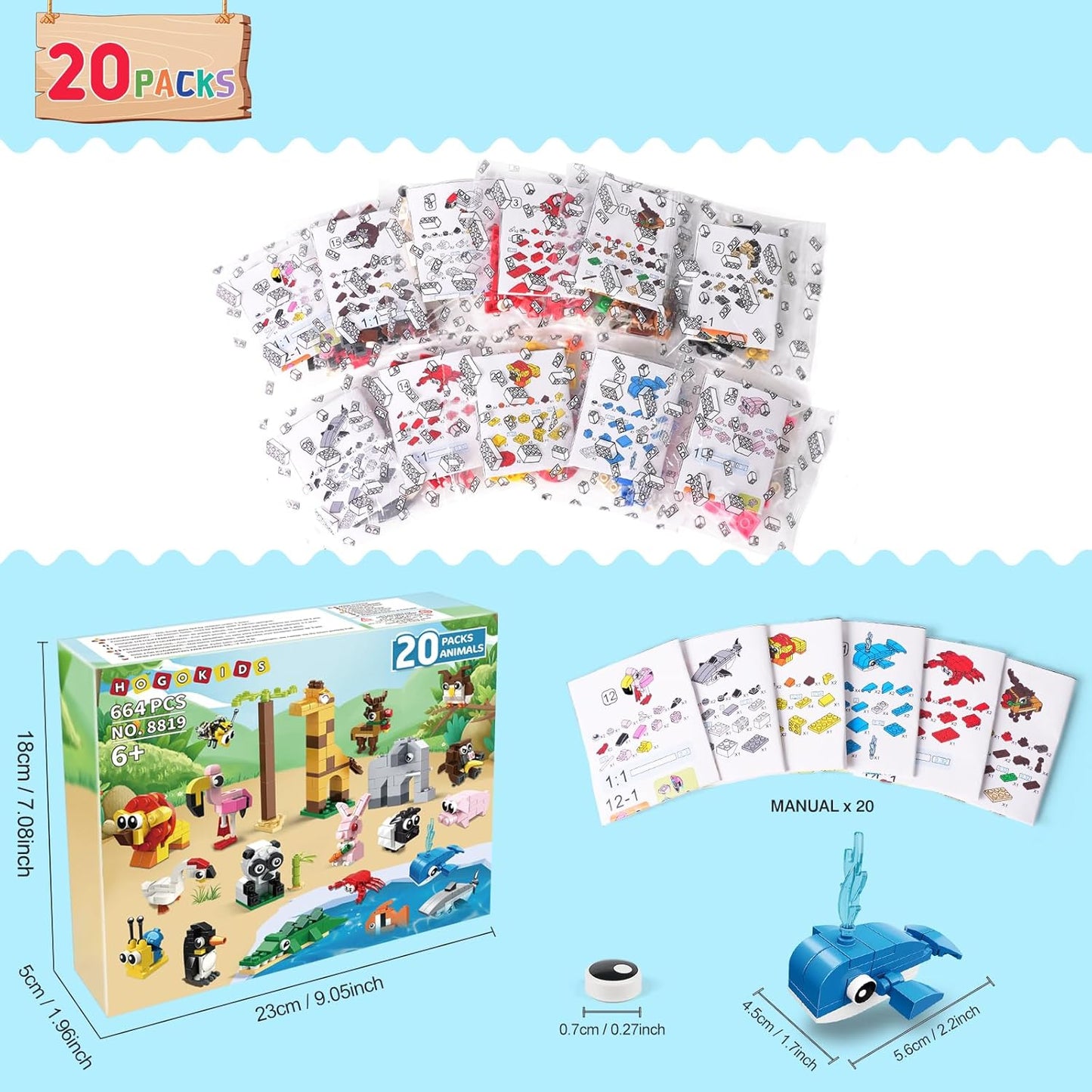 20 Pack Animals Building Blocks Toy for Easter