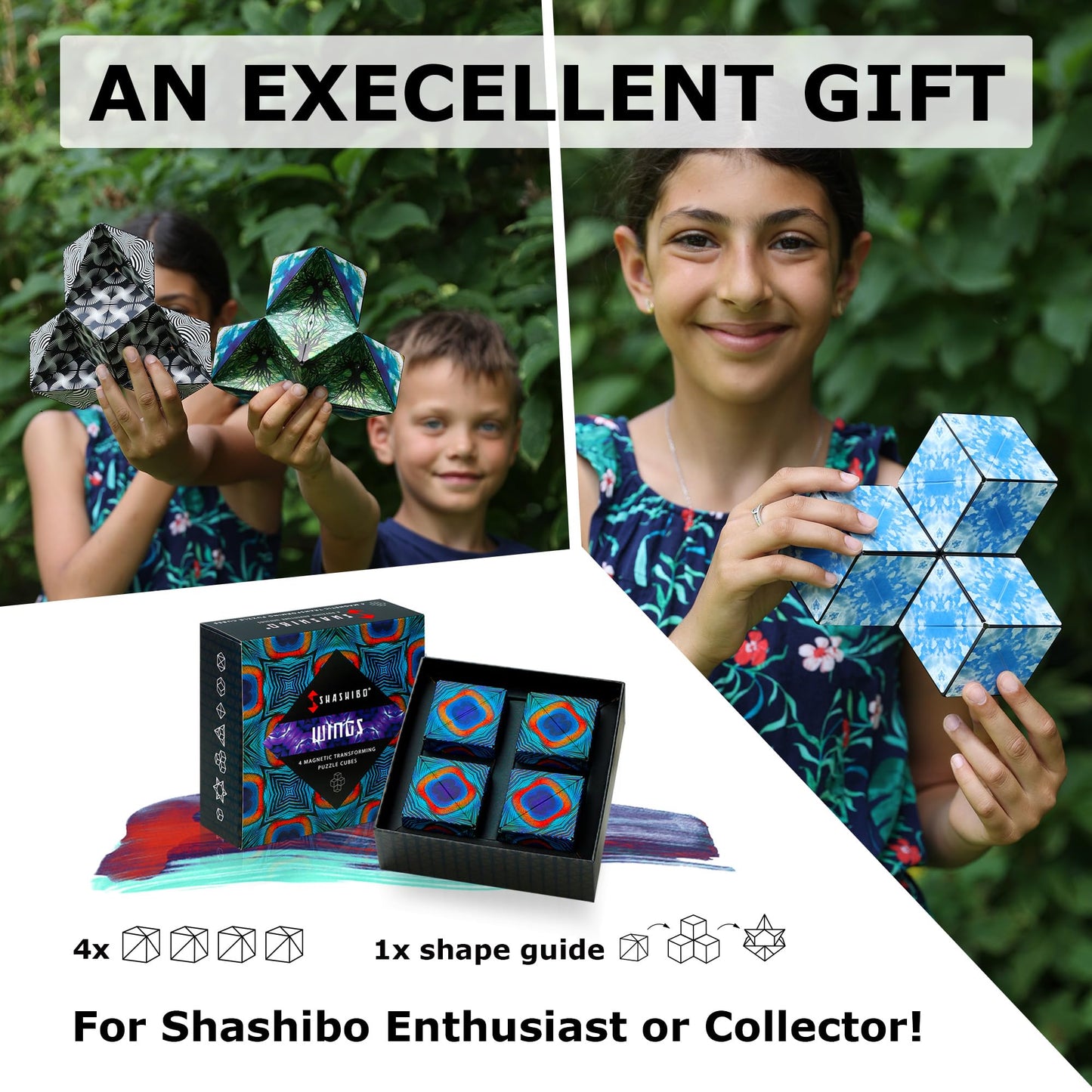 Shashibo Shape Shifting Box - STEM Magnetic Fidget Cube That Transforms Into Over 70 Shapes, Download Fun in Motion Toys Mobile App (Spaced Out)