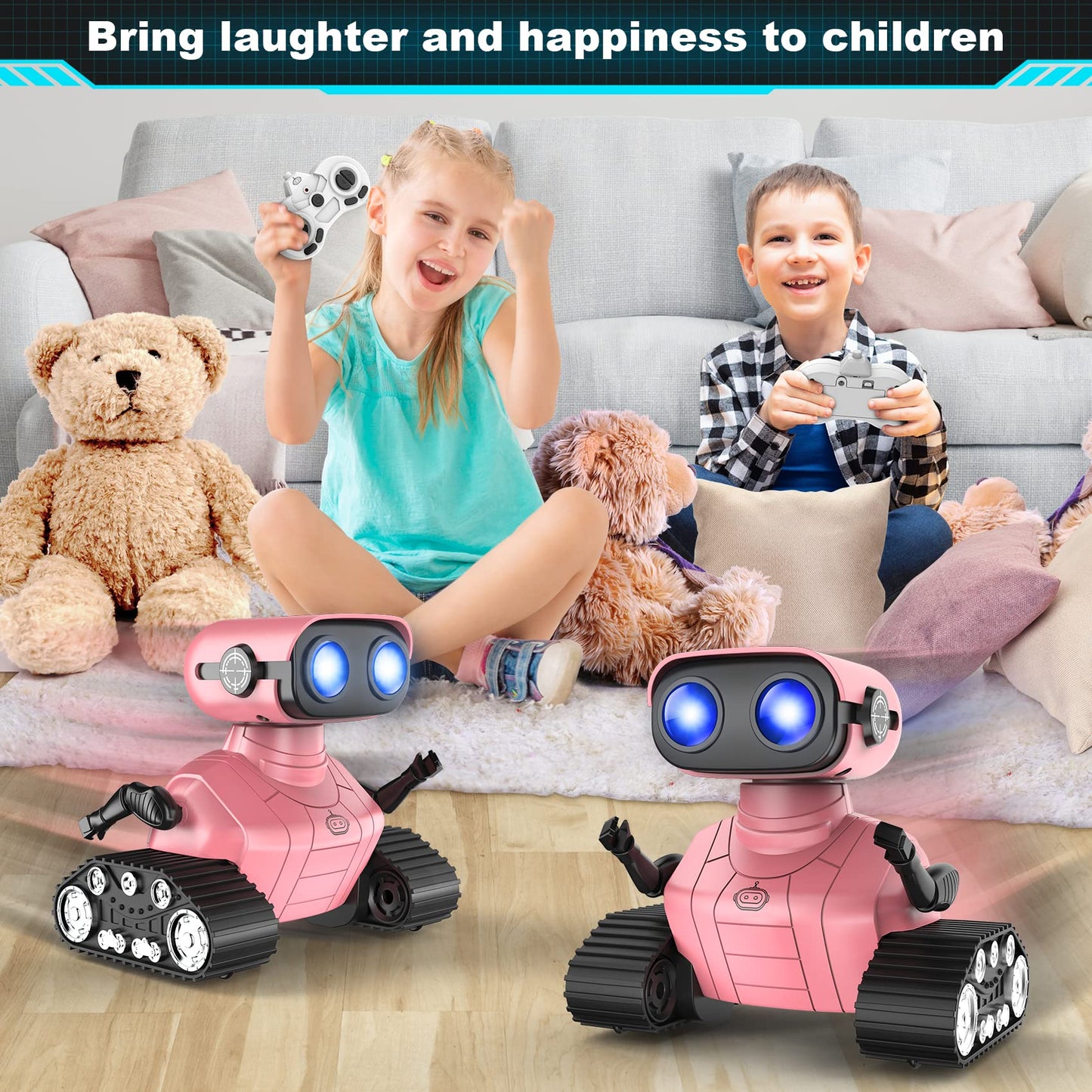Hamourd Robot Toys for Boys Girls, Emo Robot with Walkie-Talkie Function, Gesture Sensing, Flexible Head & Arms, Programming Motion, Dance Moves, Music, Multi-Mode LED Eye, Toys for Ages
