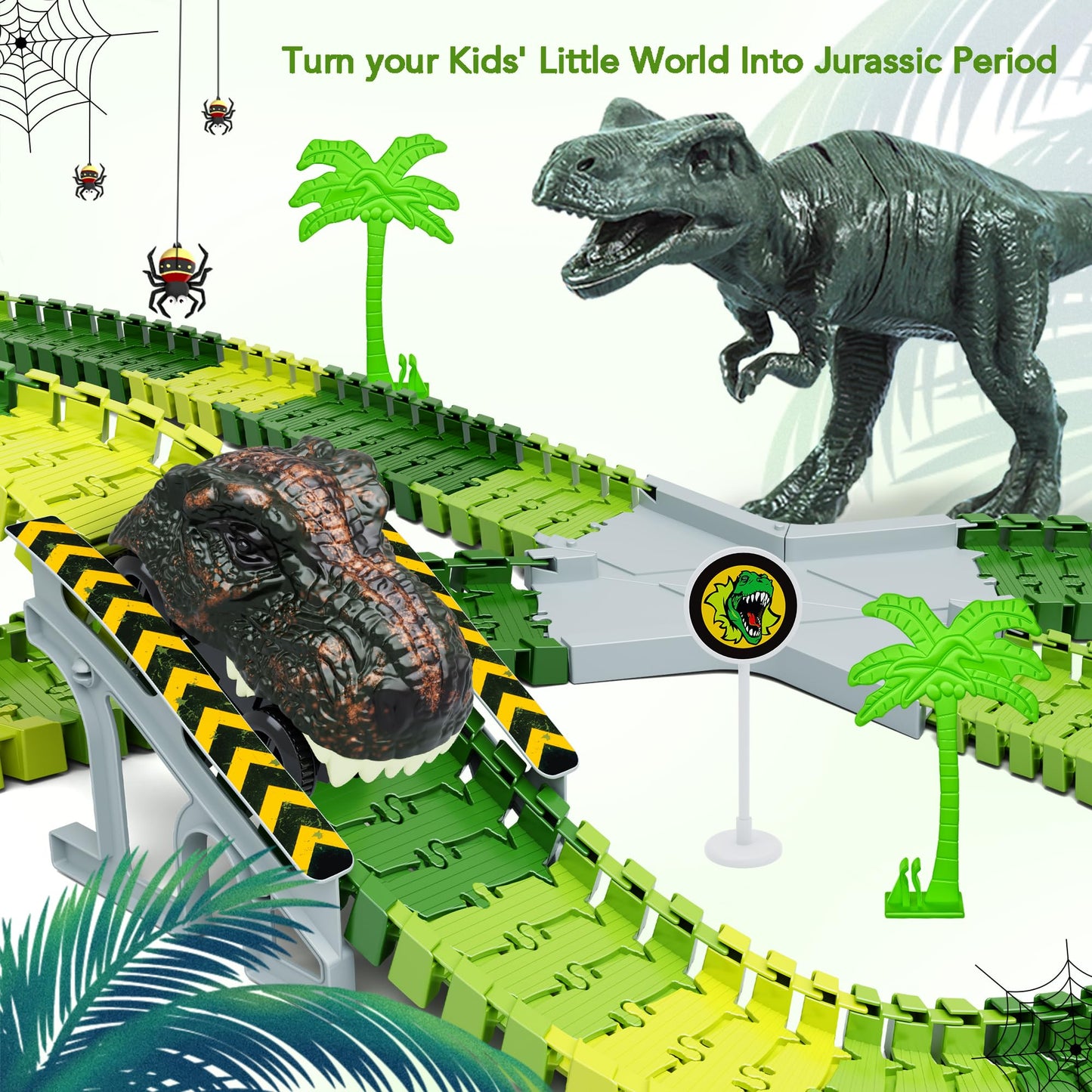 Dinosaur Toys, 252 PCS Create A Dinosaur World Road Race Tracks
